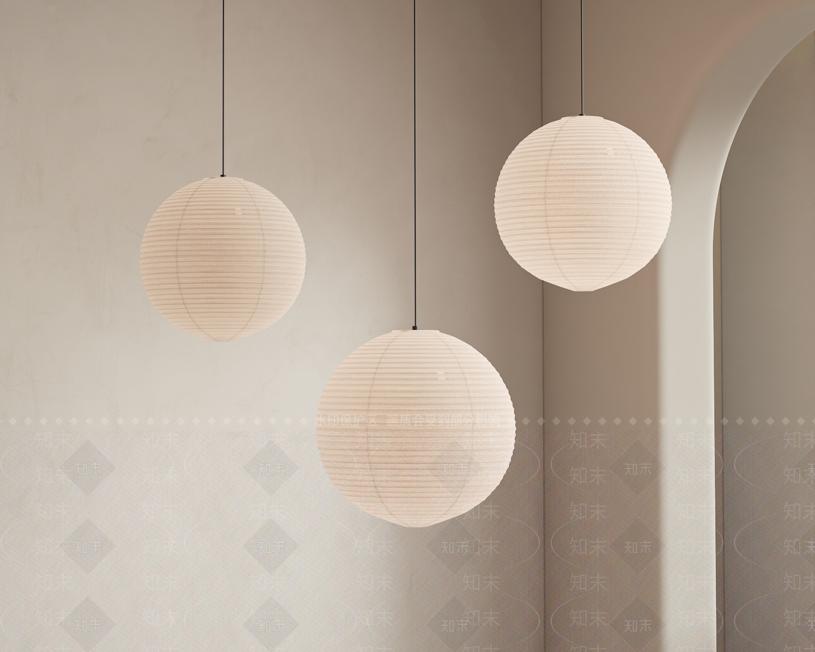 侘寂日式客厅吊灯3D模型下载【ID:1187271667】