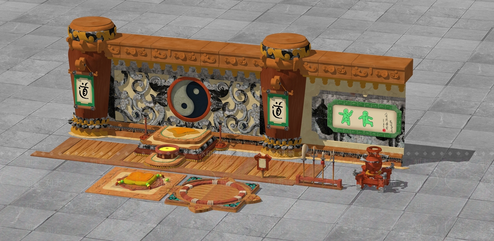 中式复古瑜伽室SU模型下载【ID:1187272029】
