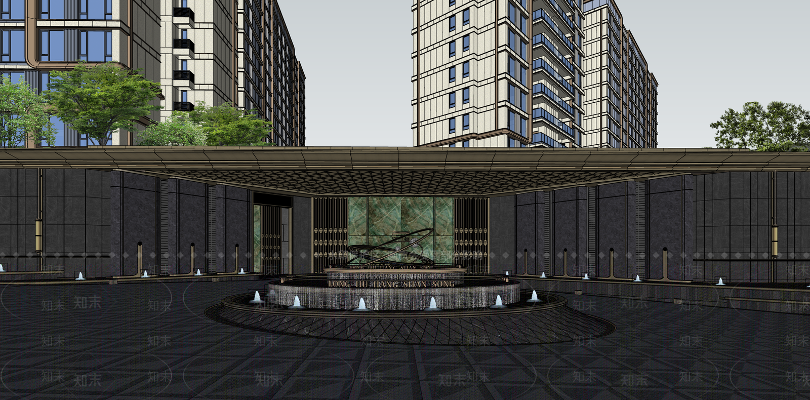 现代轻奢小区建筑SU模型下载【ID:1187272382】