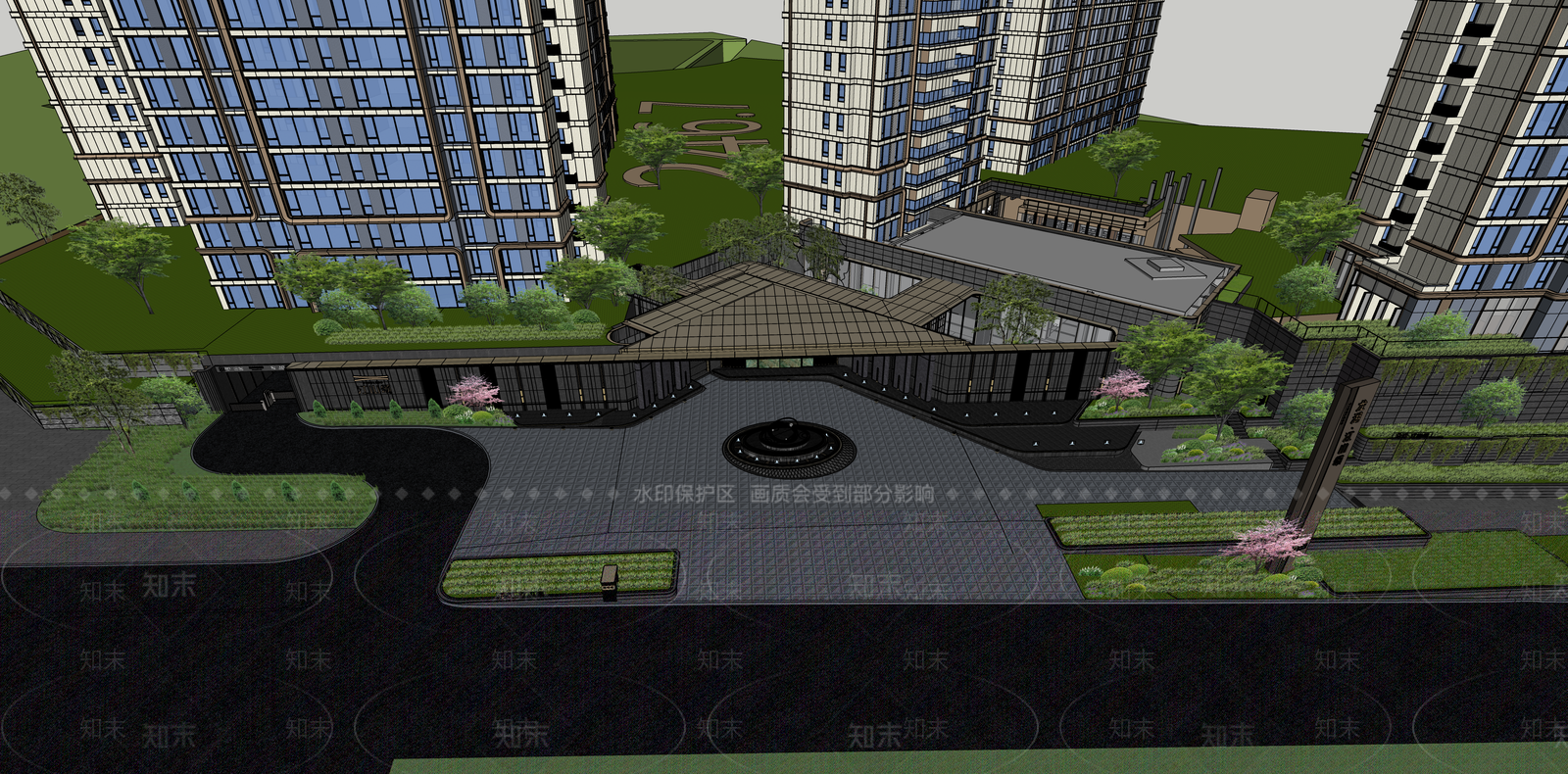 现代轻奢小区建筑SU模型下载【ID:1187272382】