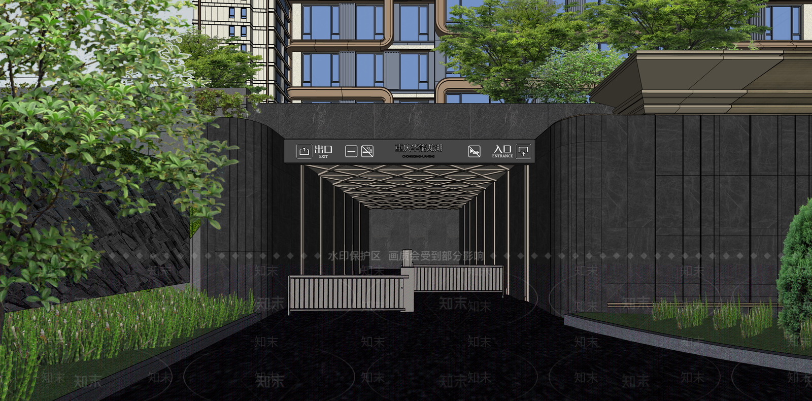 现代轻奢小区建筑SU模型下载【ID:1187272333】