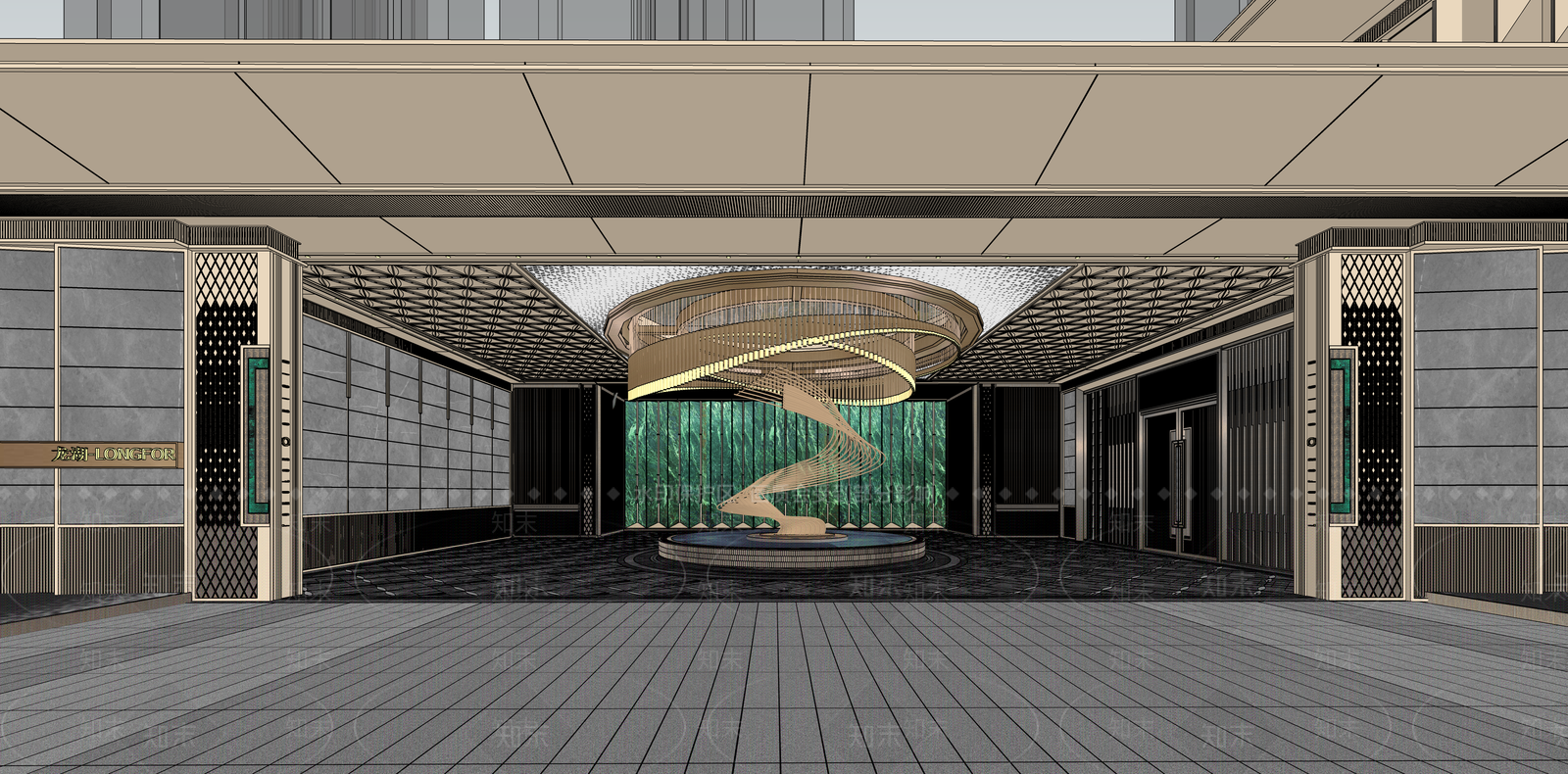 现代轻奢小区建筑SU模型下载【ID:1187272670】