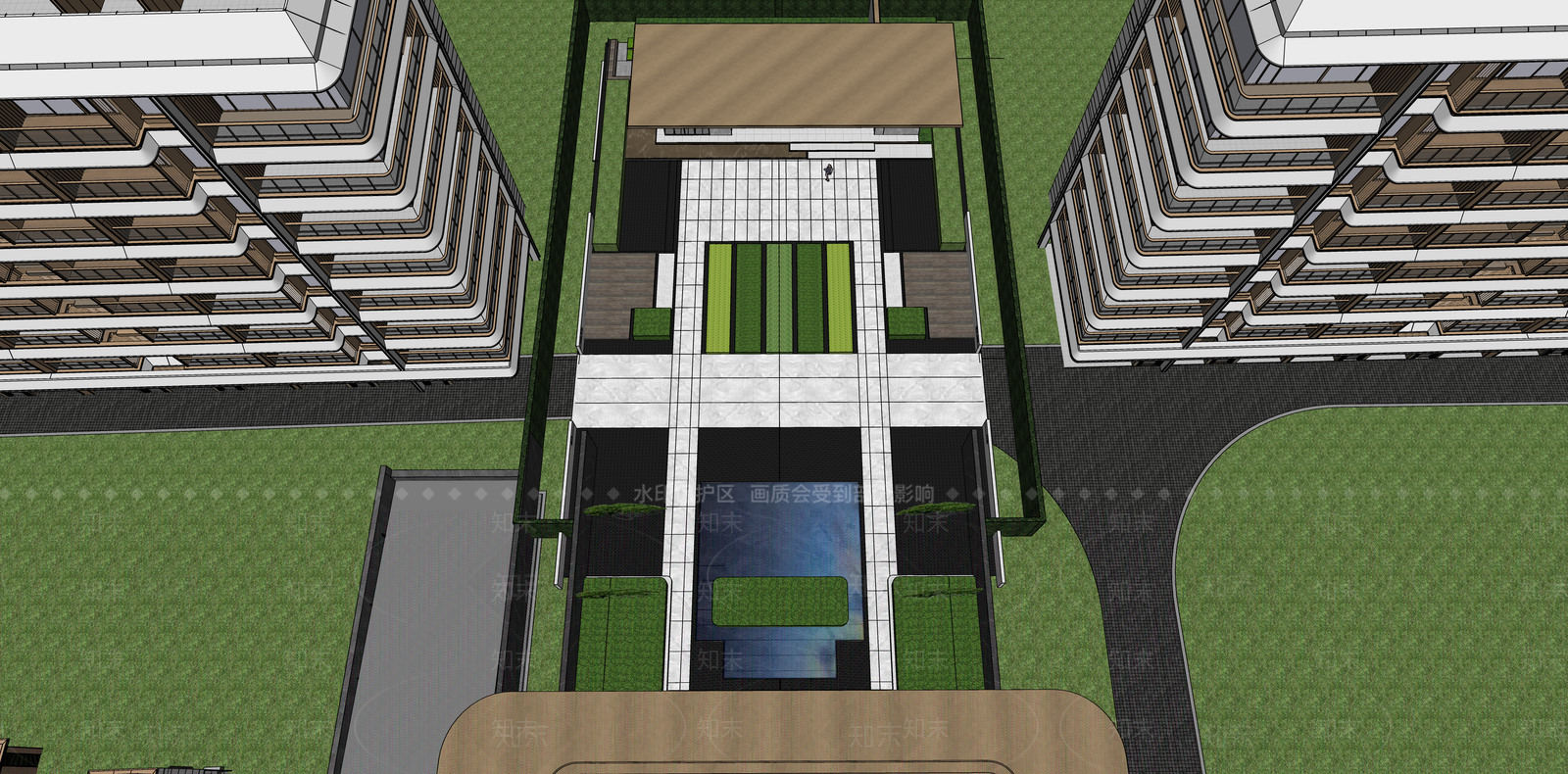 现代轻奢小区建筑SU模型下载【ID:1187272723】