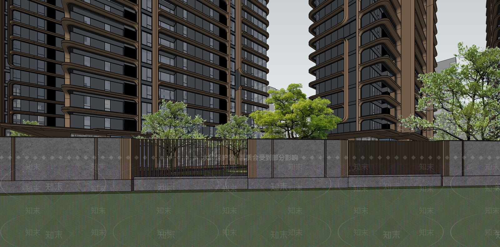 现代轻奢小区建筑SU模型下载【ID:1187279951】