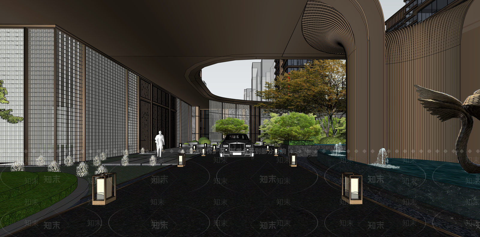 现代轻奢小区建筑SU模型下载【ID:1187347588】