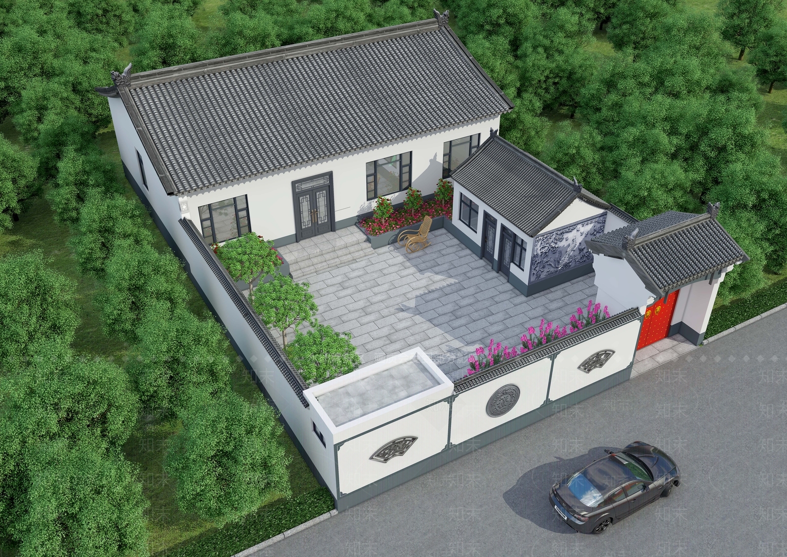 中式鸟瞰规划3D模型下载【ID:1187281676】