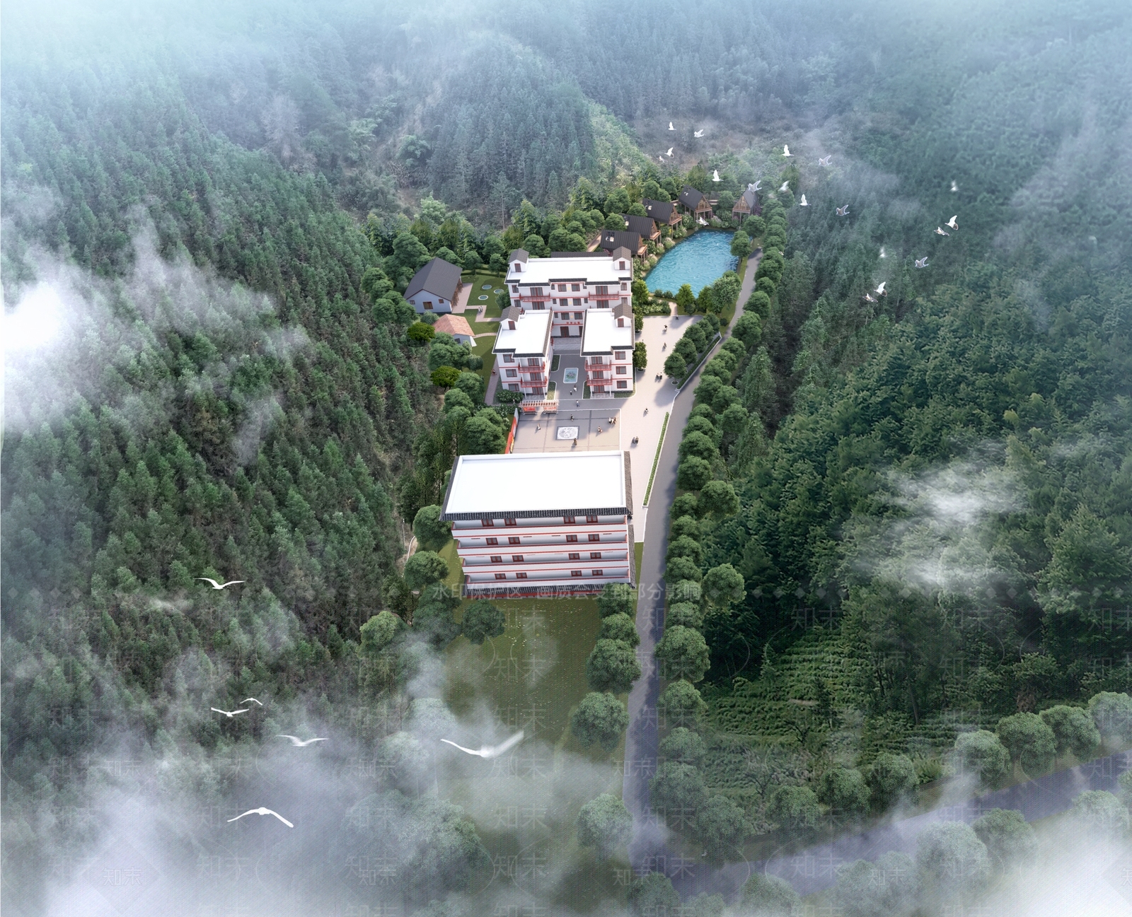 新中式风格建筑SU模型下载【ID:1187285111】