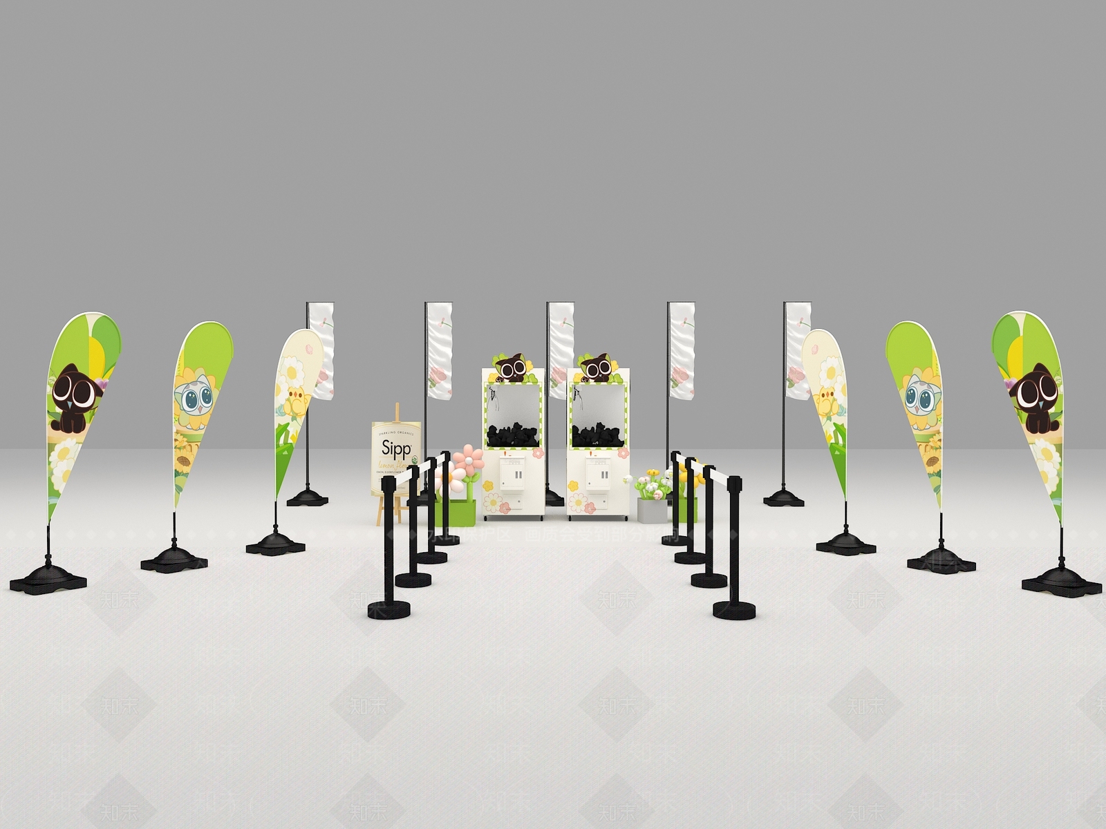 现代奶油美陈3D模型下载【ID:1187290058】