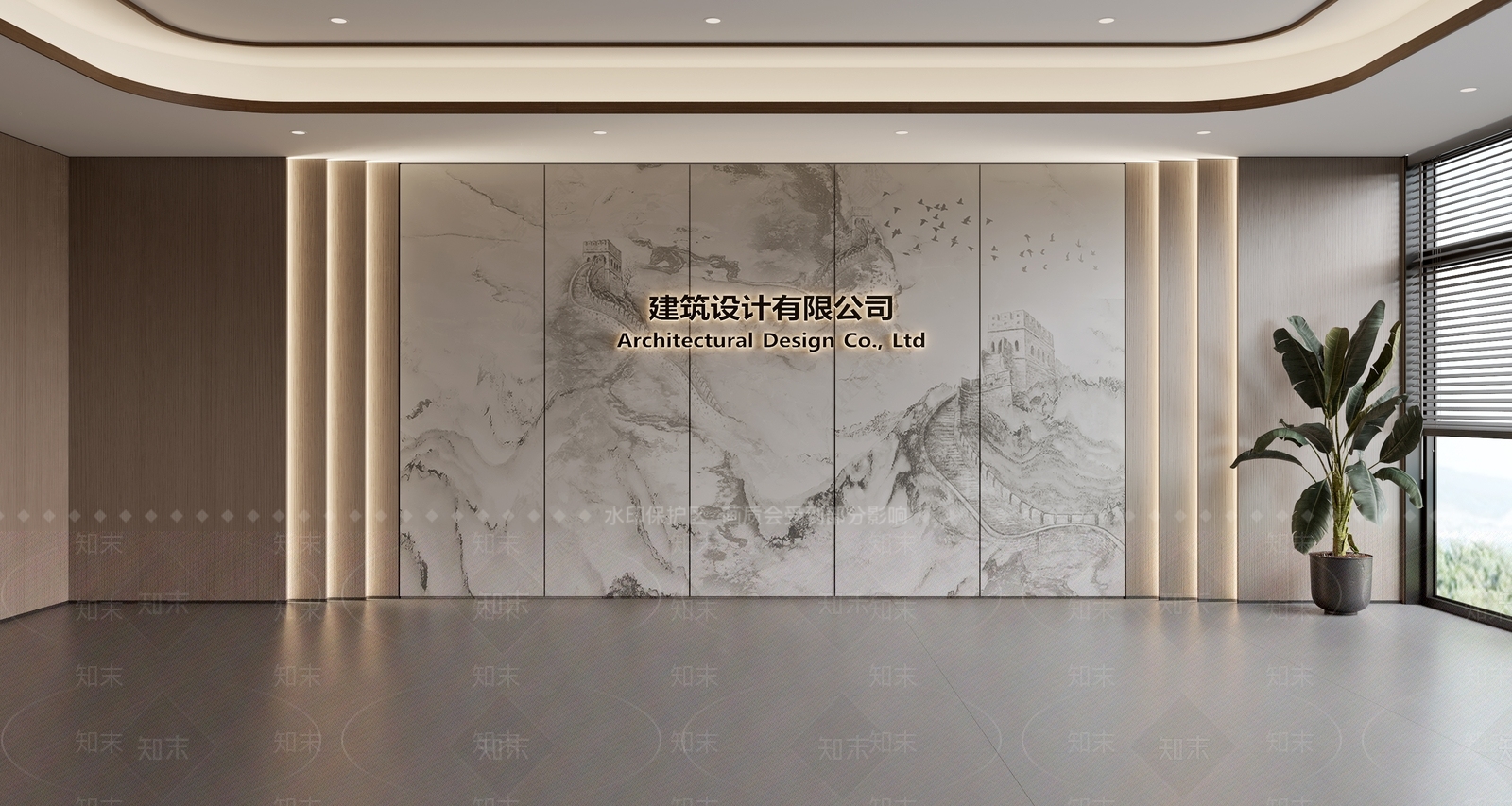 现代新中式玄关背景墙3D模型下载【ID:1187296520】