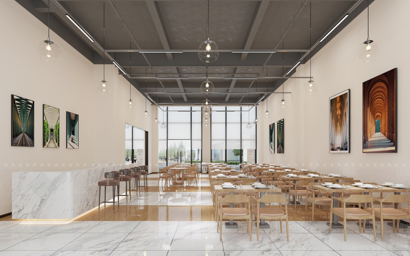 现代食堂3D模型下载【ID:1187301756】