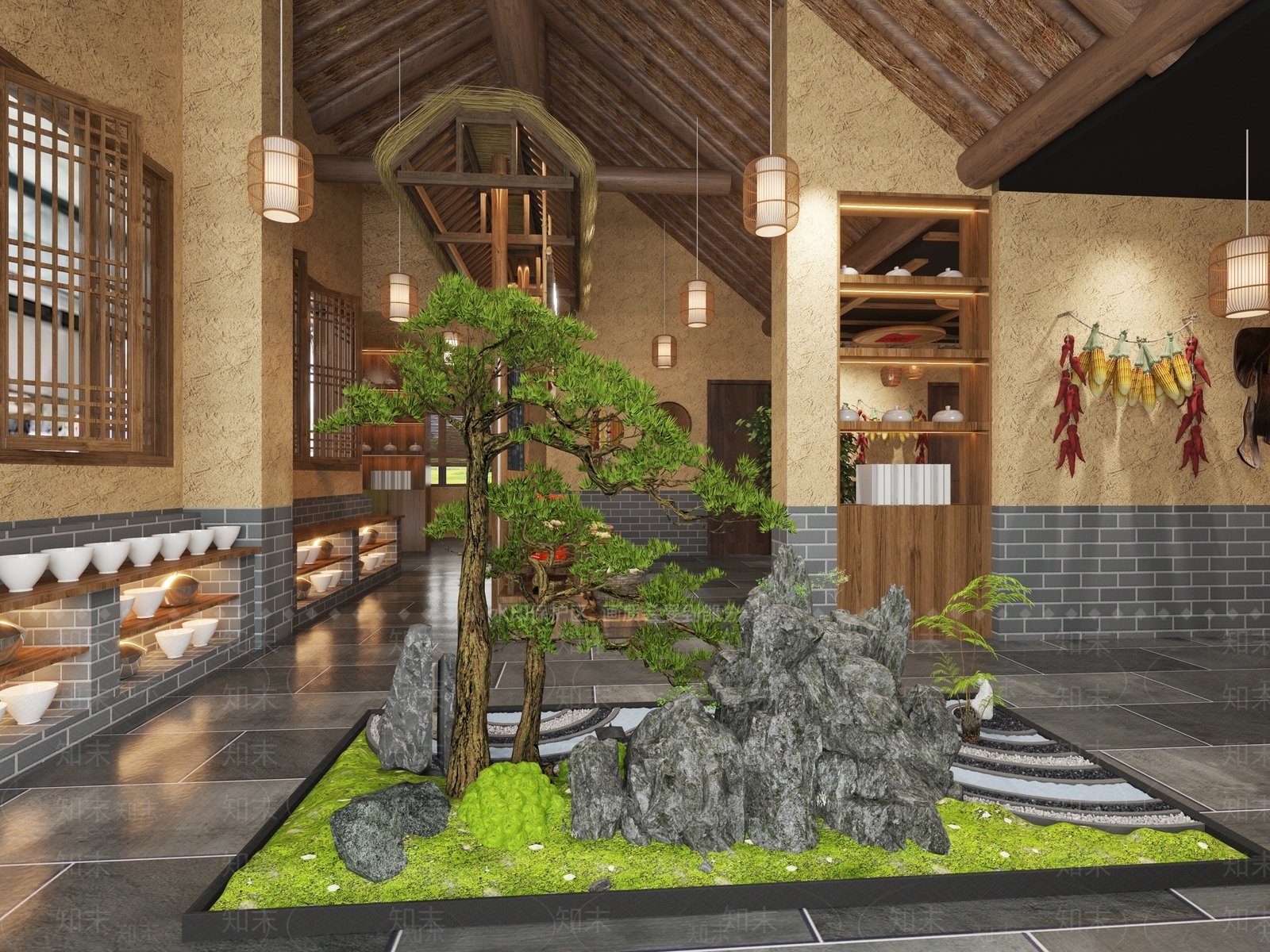 复古茶馆3D模型下载【ID:1215040886】