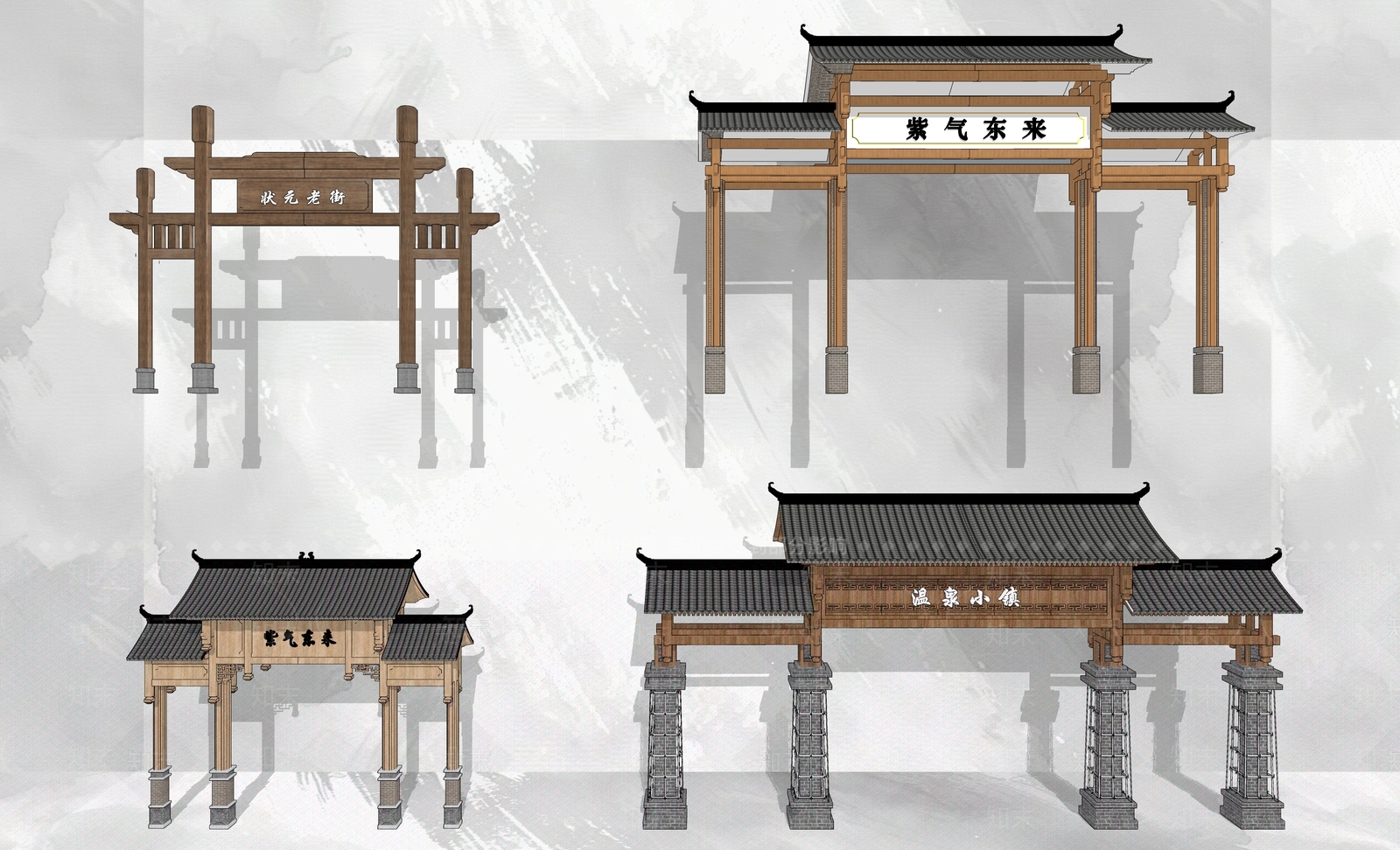 现代新中式牌坊牌楼SU模型下载【ID:1187306892】