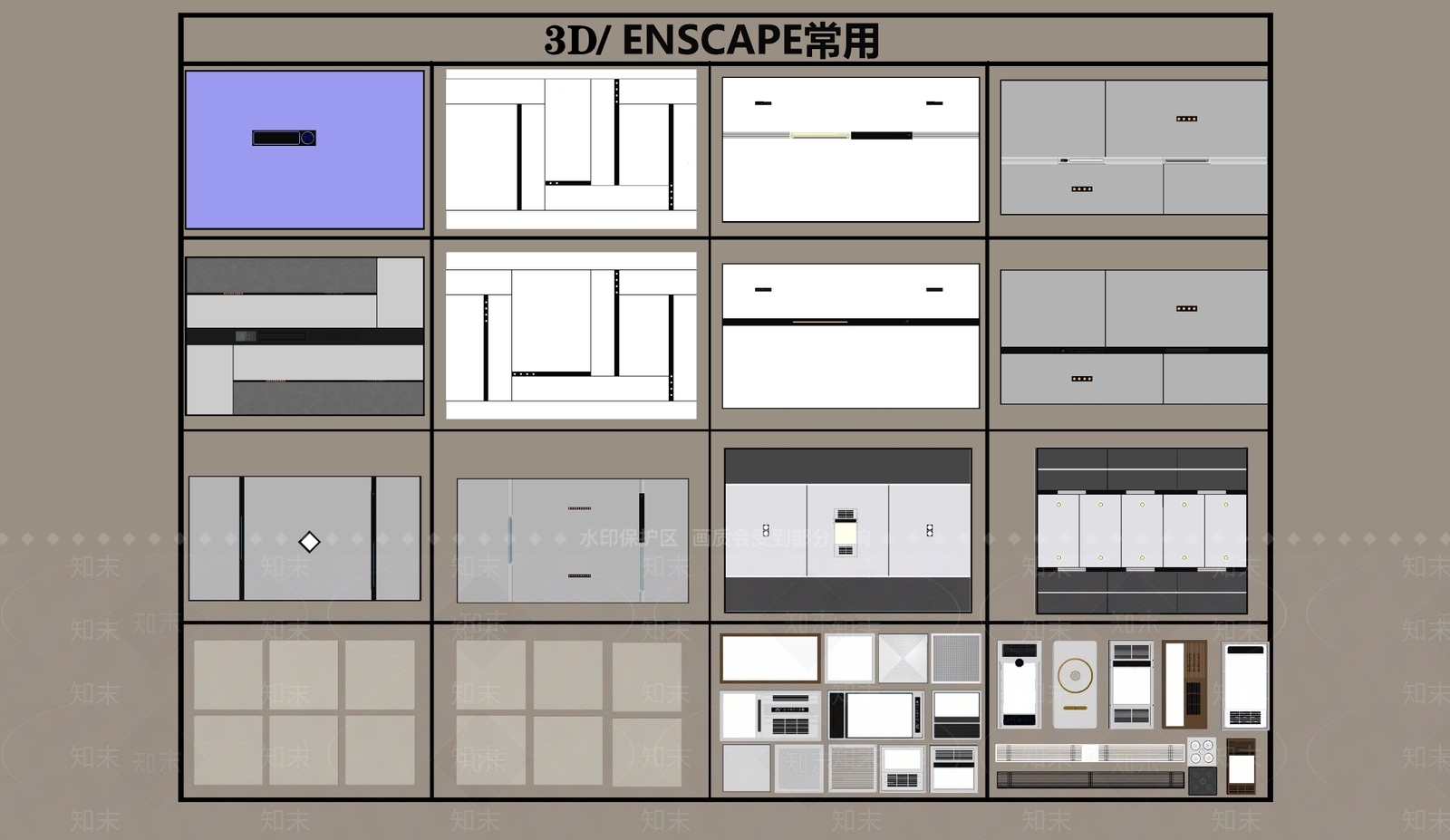 现代吊顶SU模型下载【ID:1187308156】