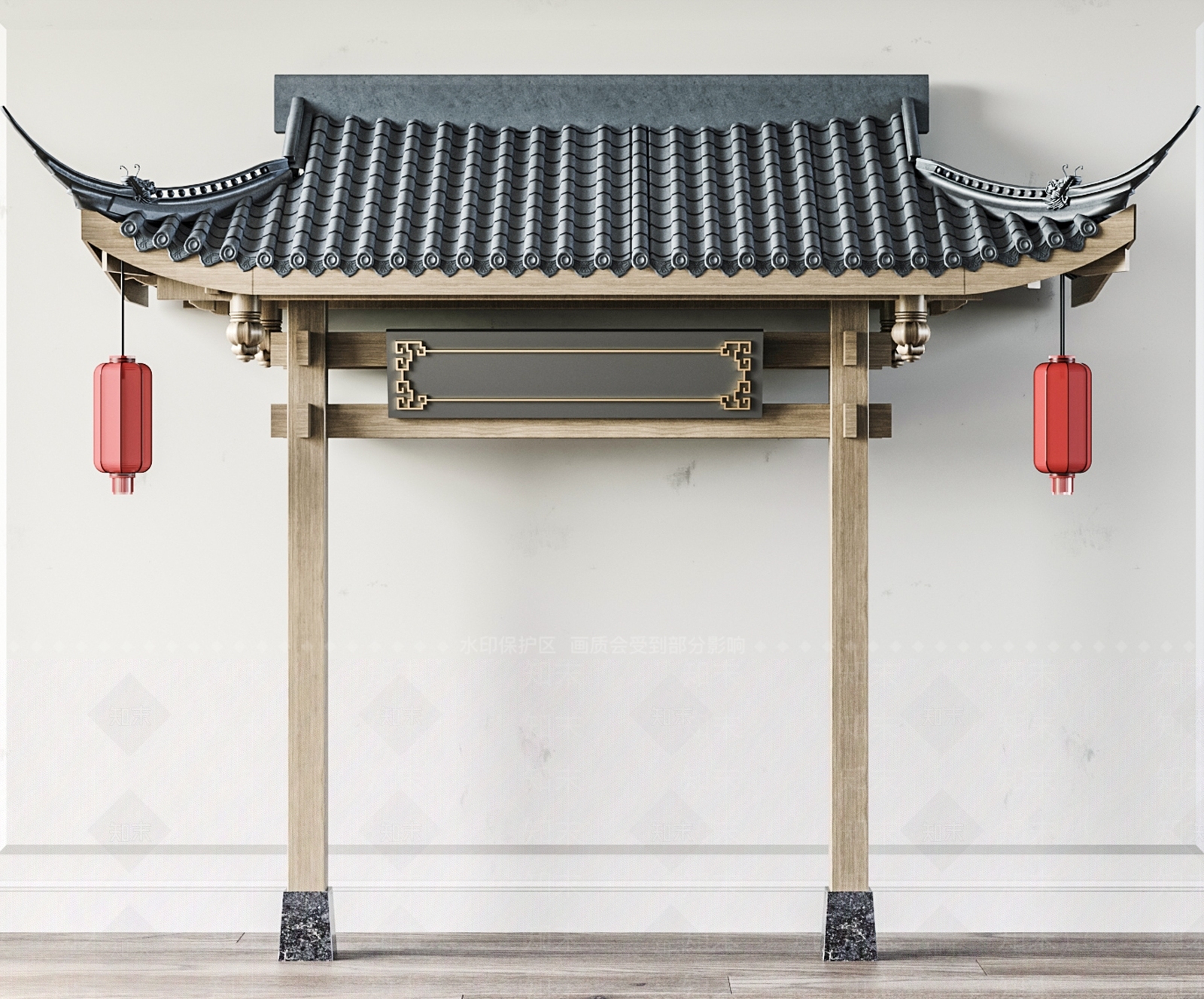 新中式中式屋檐3D模型下载【ID:1187309153】
