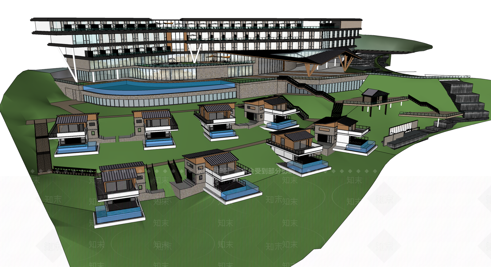 现代轻奢别墅SU模型下载【ID:1187311887】