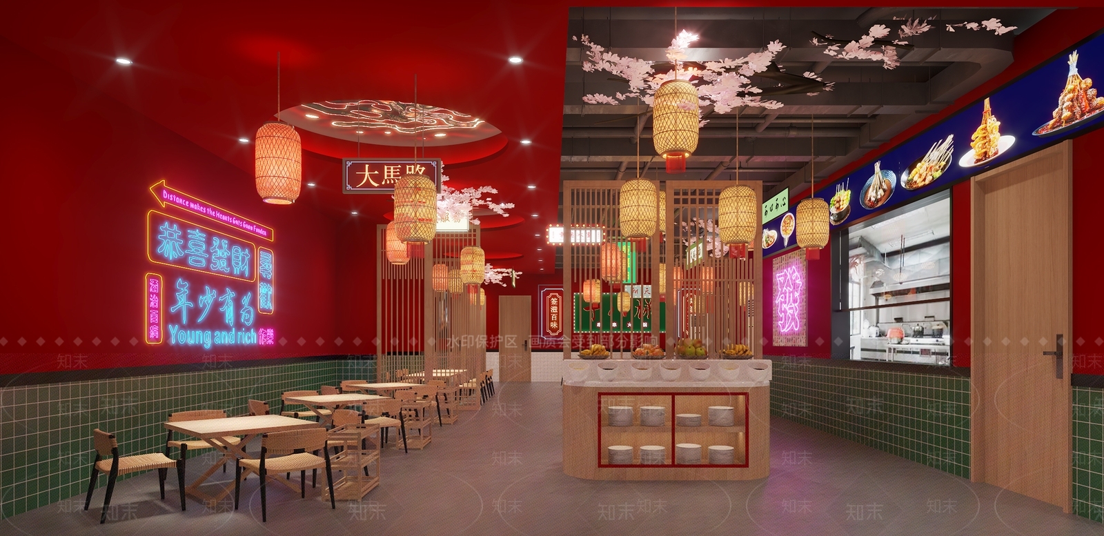 复古新中式火锅店3D模型下载【ID:1187312516】