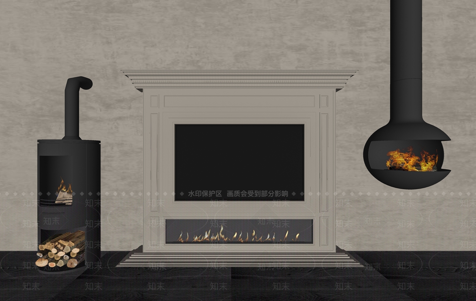现代简欧壁炉SU模型下载【ID:1187314256】