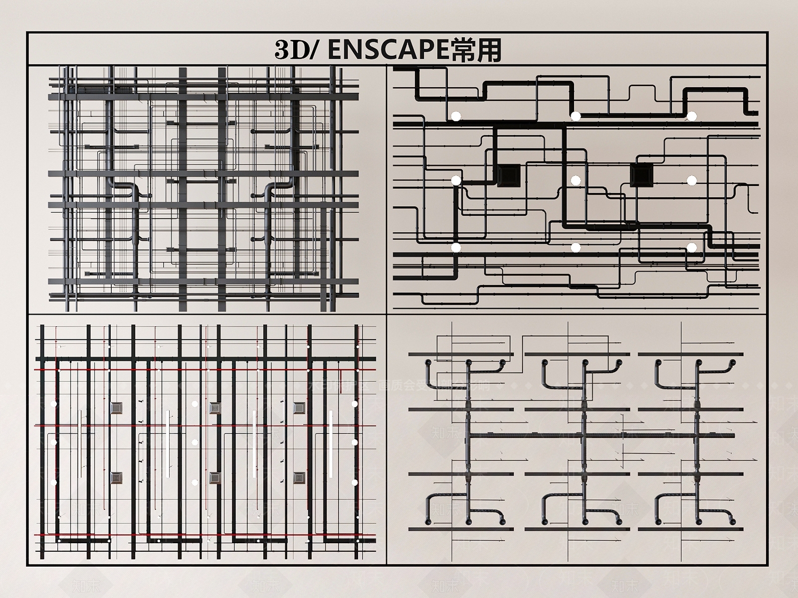 现代吊顶SU模型下载【ID:1187314822】