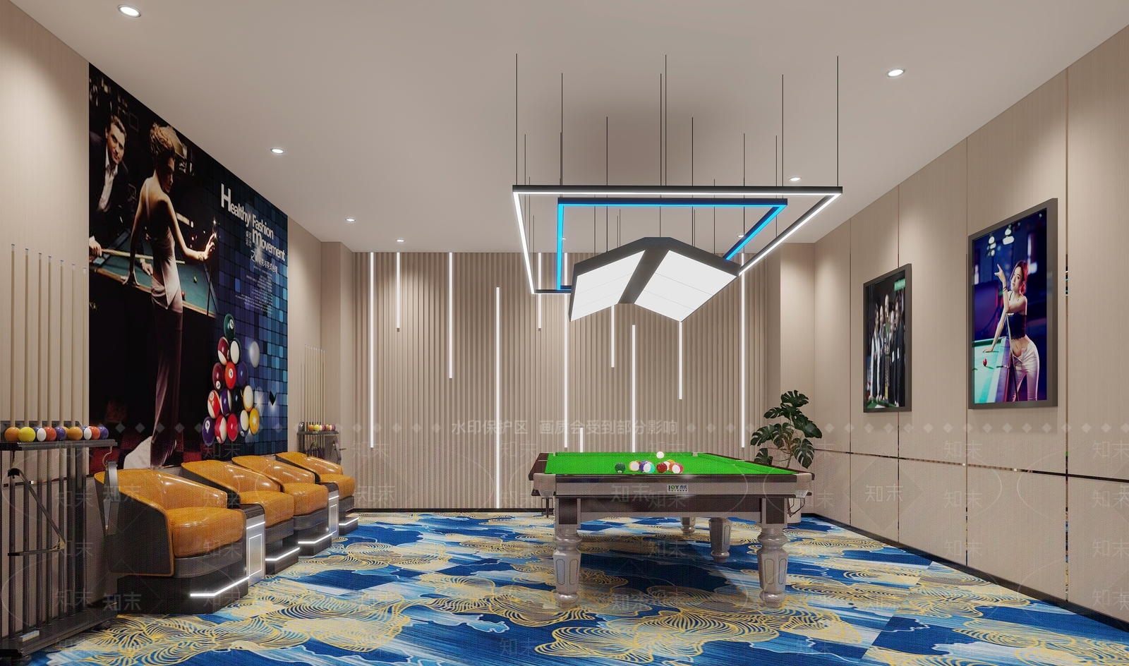 台球室3D模型下载【ID:1187321277】