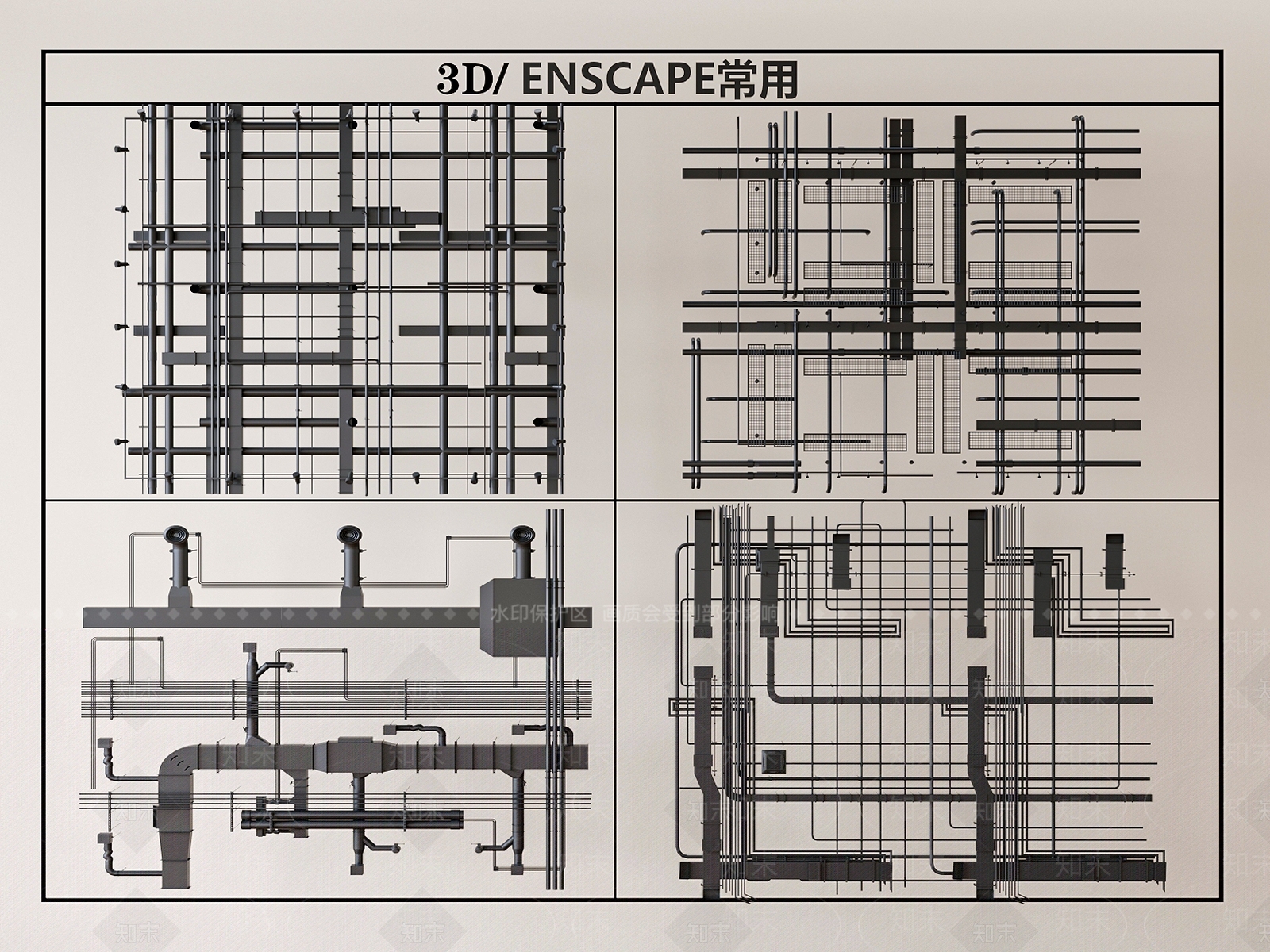 现代吊顶SU模型下载【ID:1187319386】