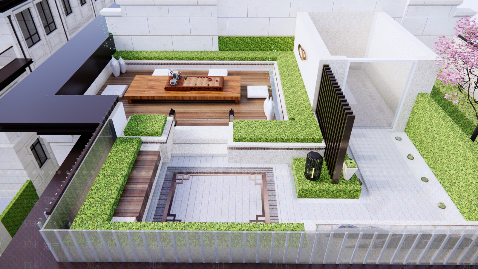 新中式屋顶花园SU模型下载【ID:1187320014】