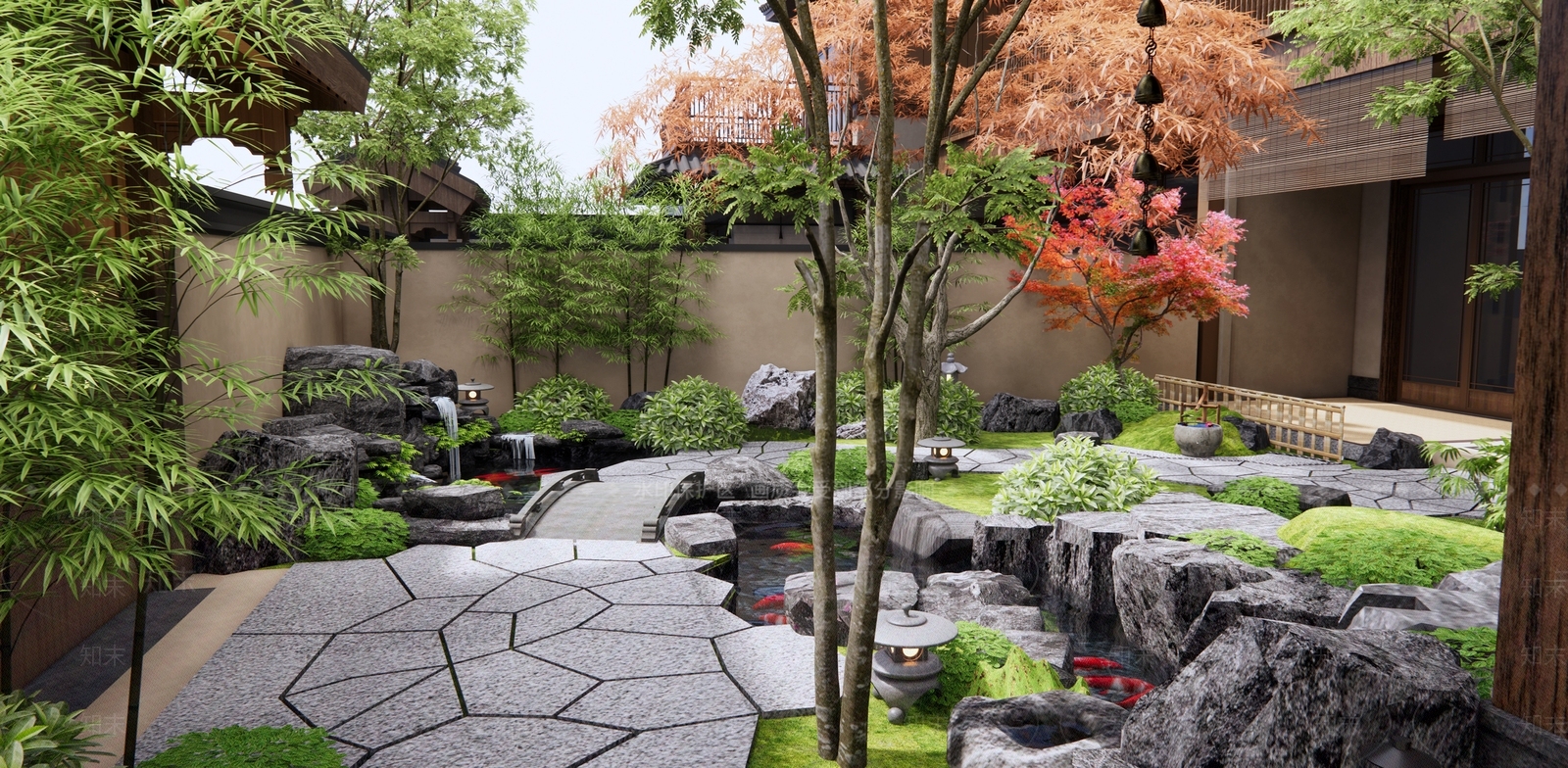 日式新中式庭院3D模型下载【ID:1187322368】