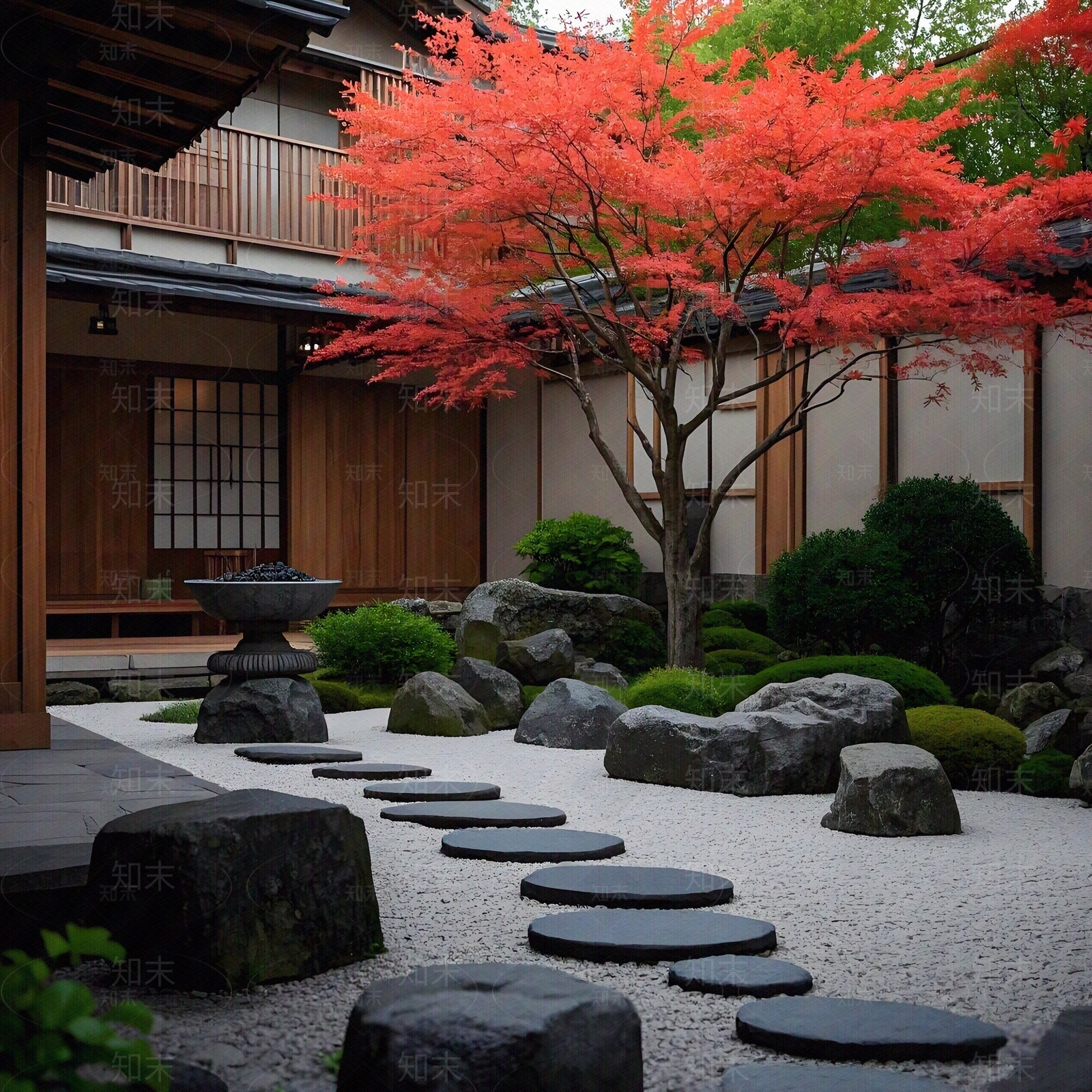 禅意小区外景贴图下载【ID:1187322795】