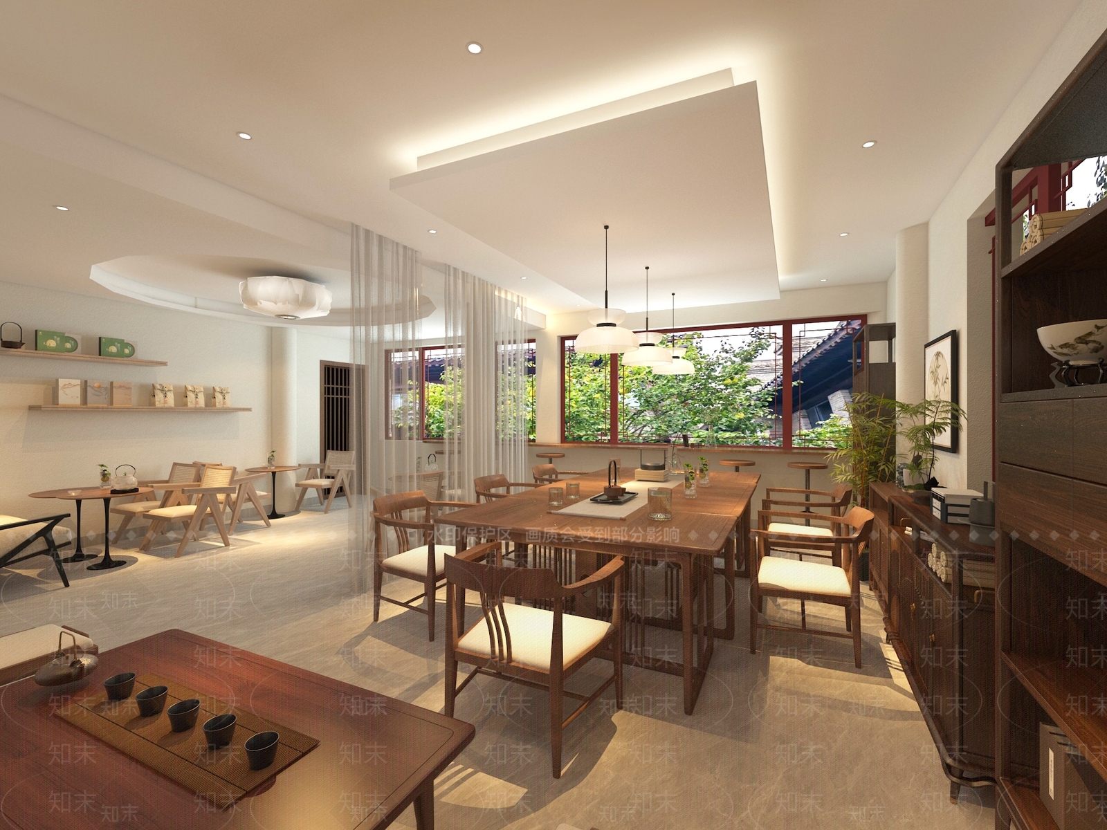 新中式原木其他餐饮空间3D模型下载【ID:1187326063】
