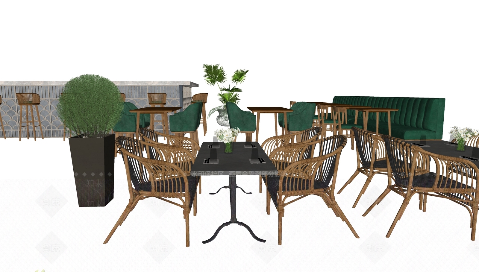 简约简欧其他户外家具SU模型下载【ID:1187324553】
