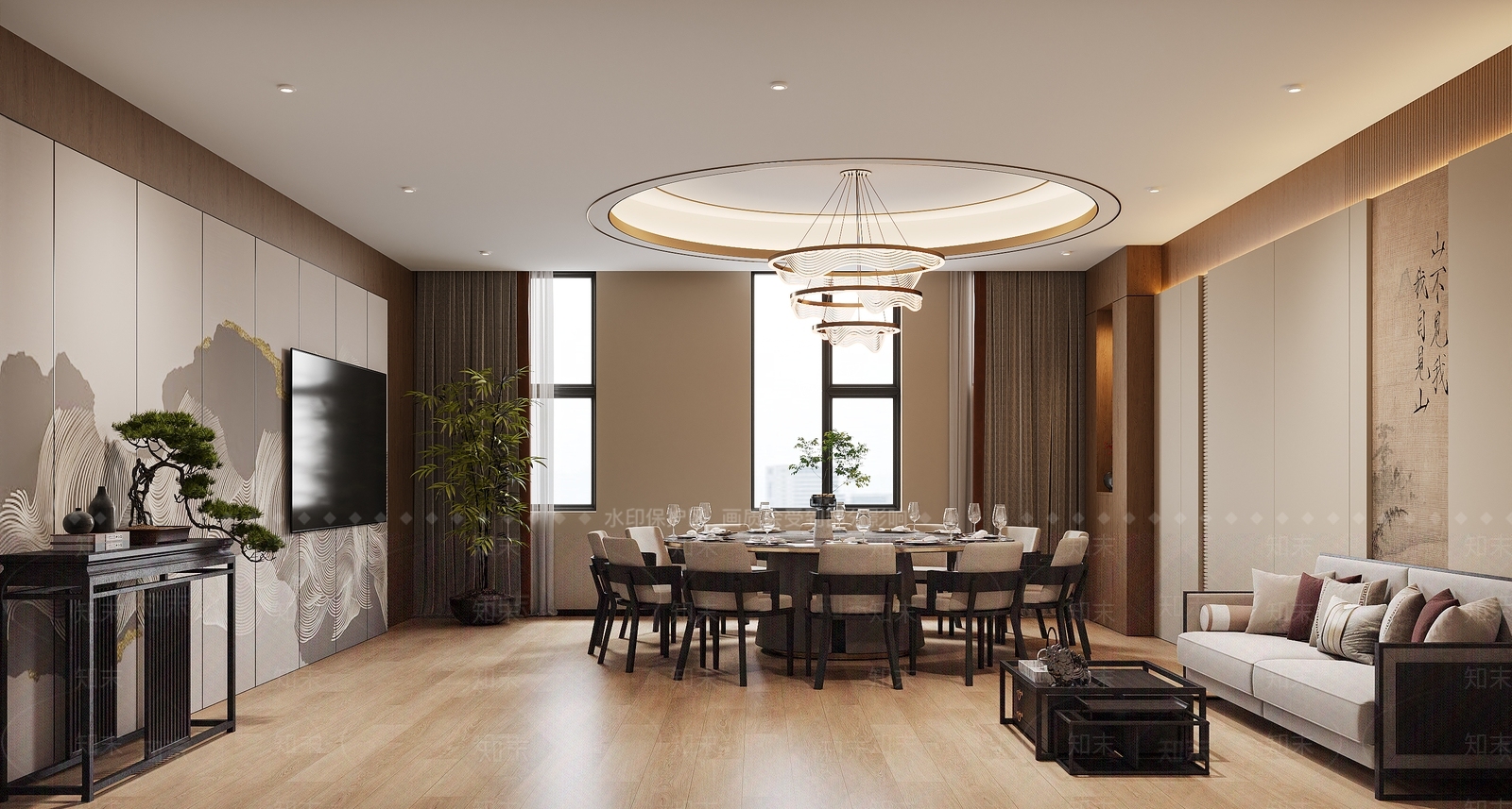 现代新中式包厢3D模型下载【ID:1187327659】