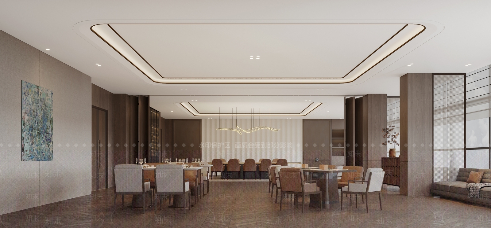 现代轻奢西餐厅3D模型下载【ID:1187329333】