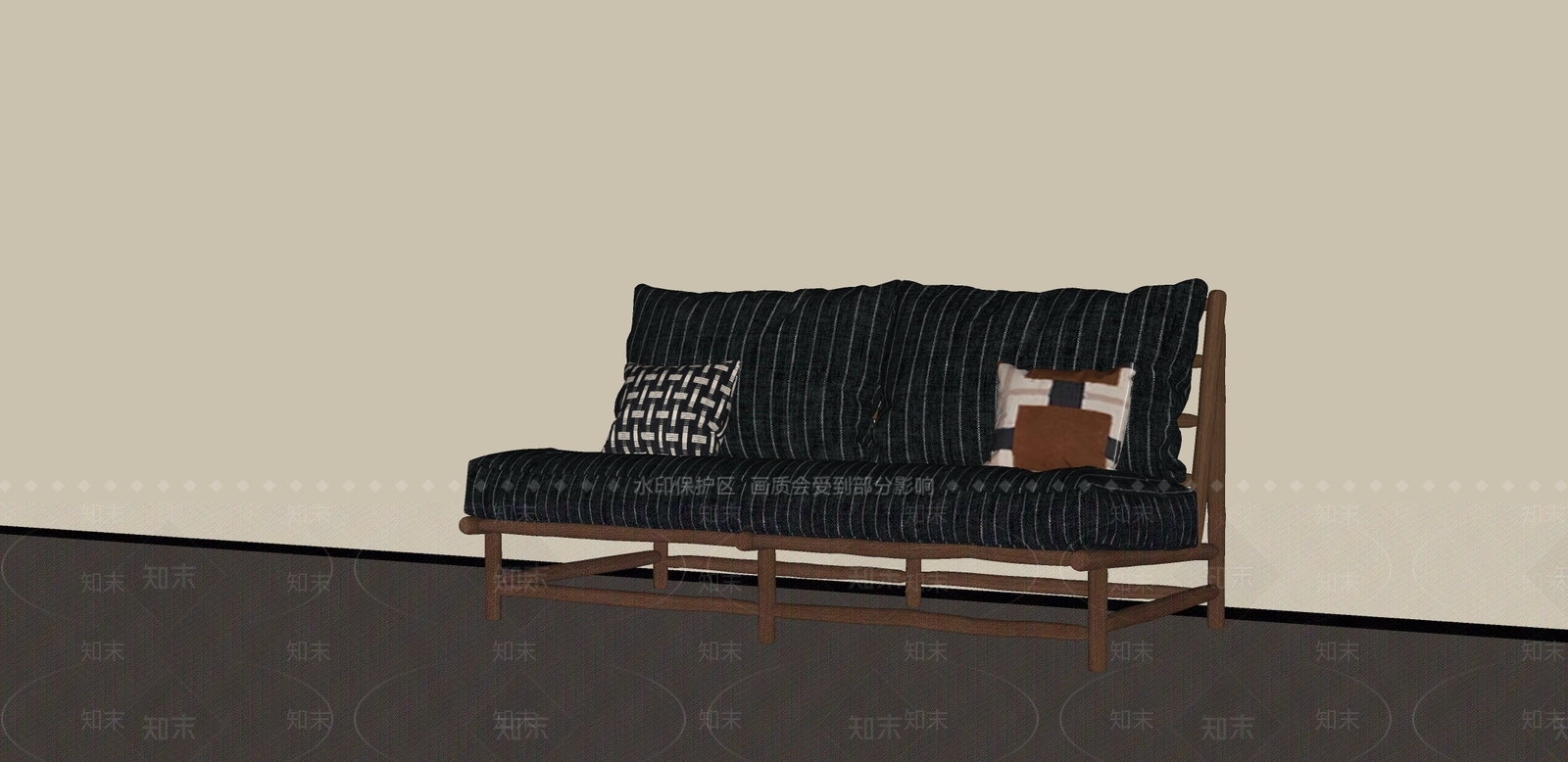 中古侘寂双人沙发SU模型下载【ID:1187331131】