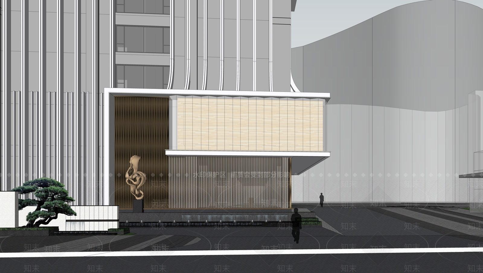 现代酒店建筑SU模型下载【ID:1187334779】
