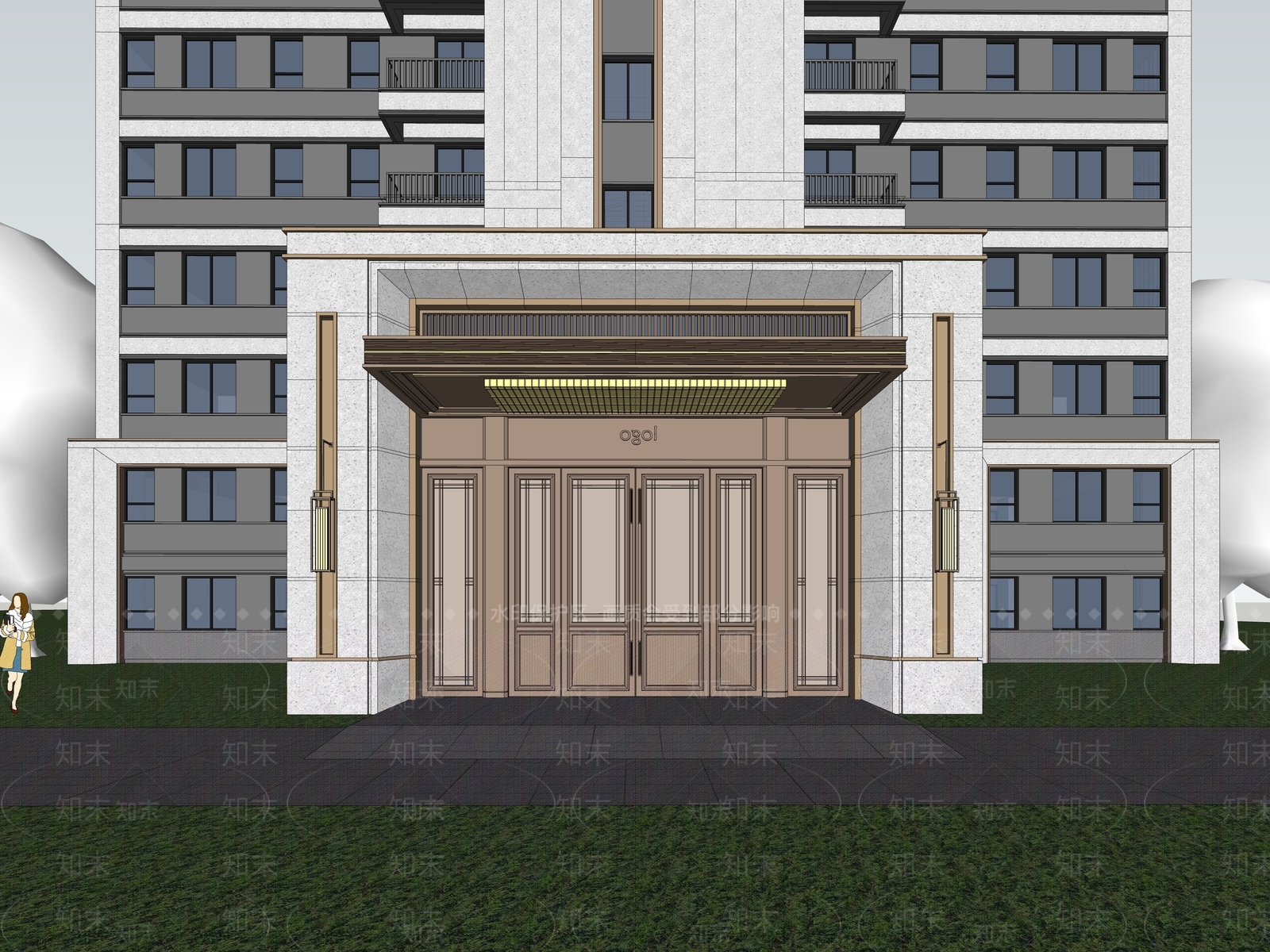 现代新中式多层住宅SU模型下载【ID:1187338472】