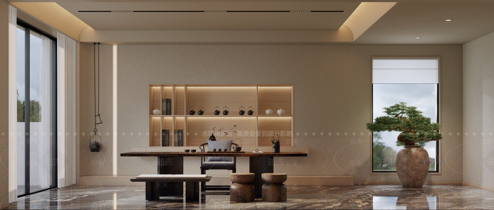 新中式现代茶室SU模型下载【ID:1187597419】