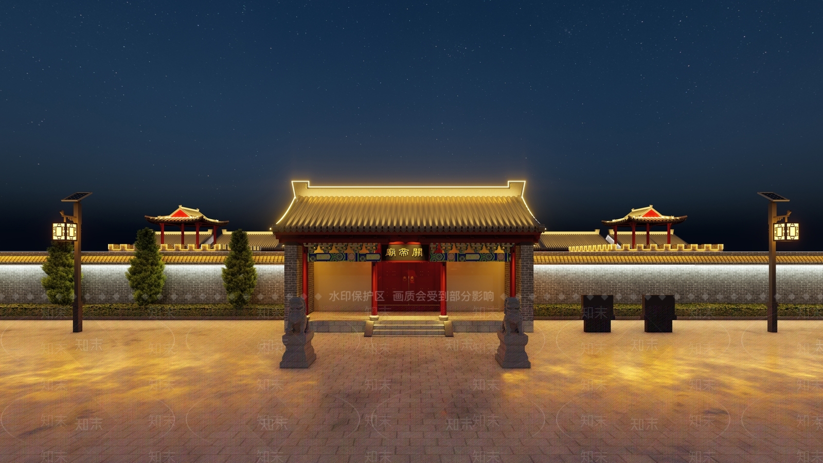 中式新中式展览馆建筑SU模型下载【ID:1187344944】