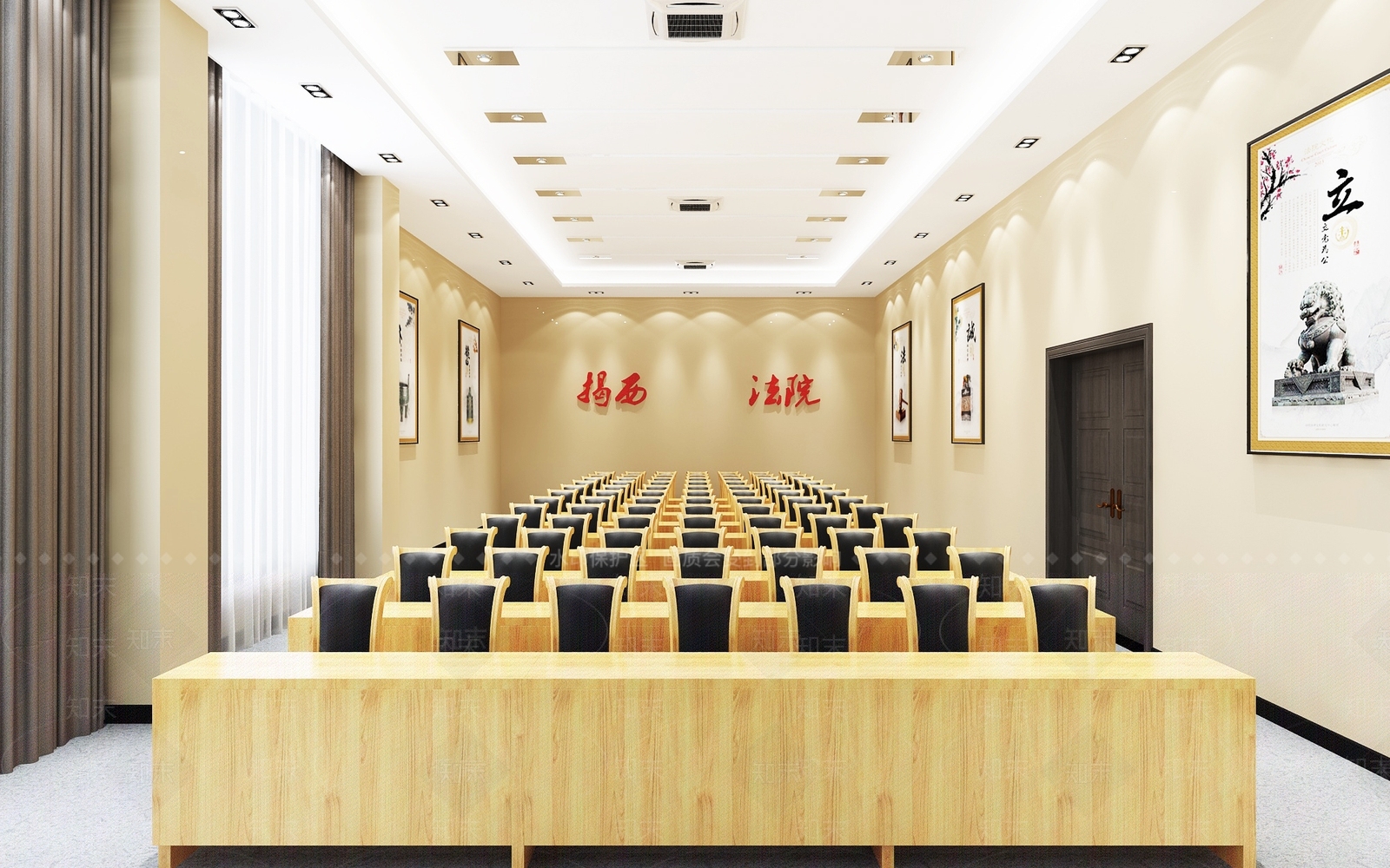 中式报告厅3D模型下载【ID:1187346674】