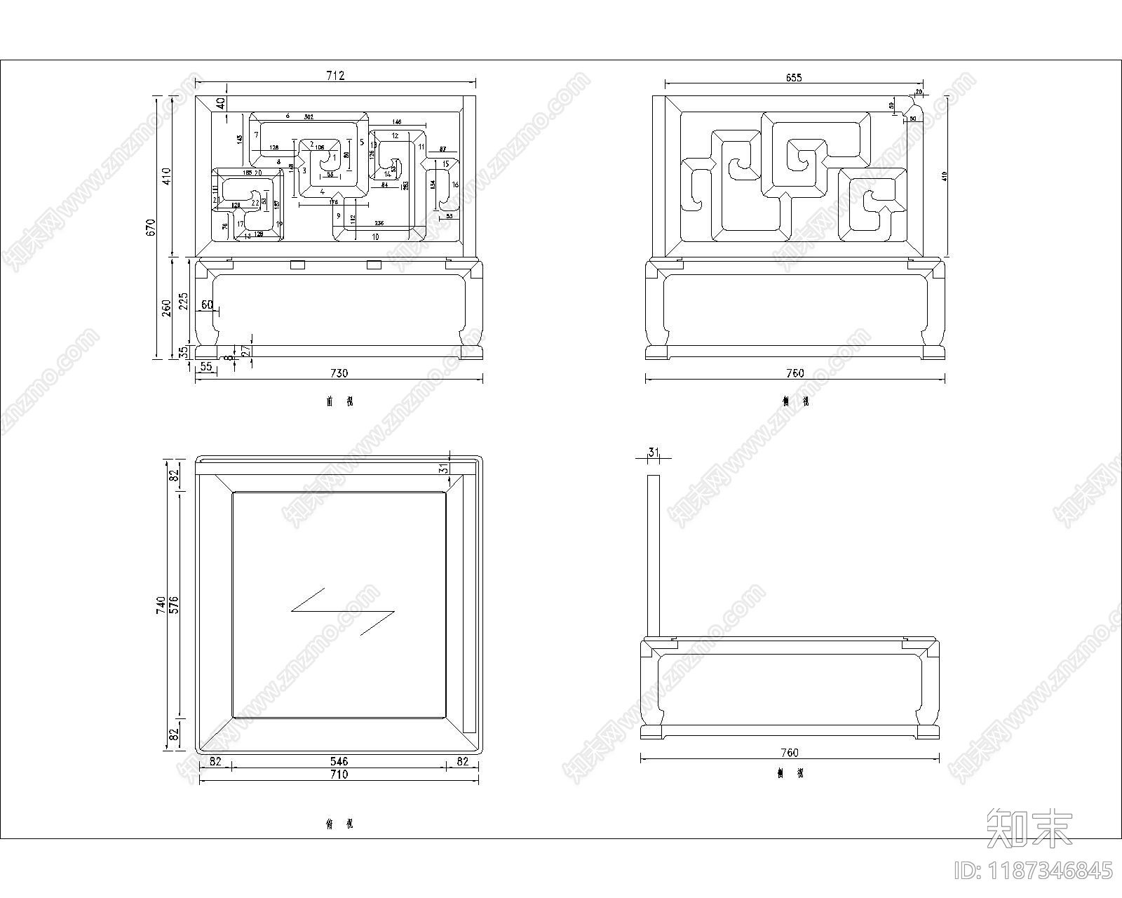 新中式中式沙发施工图下载【ID:1187346845】