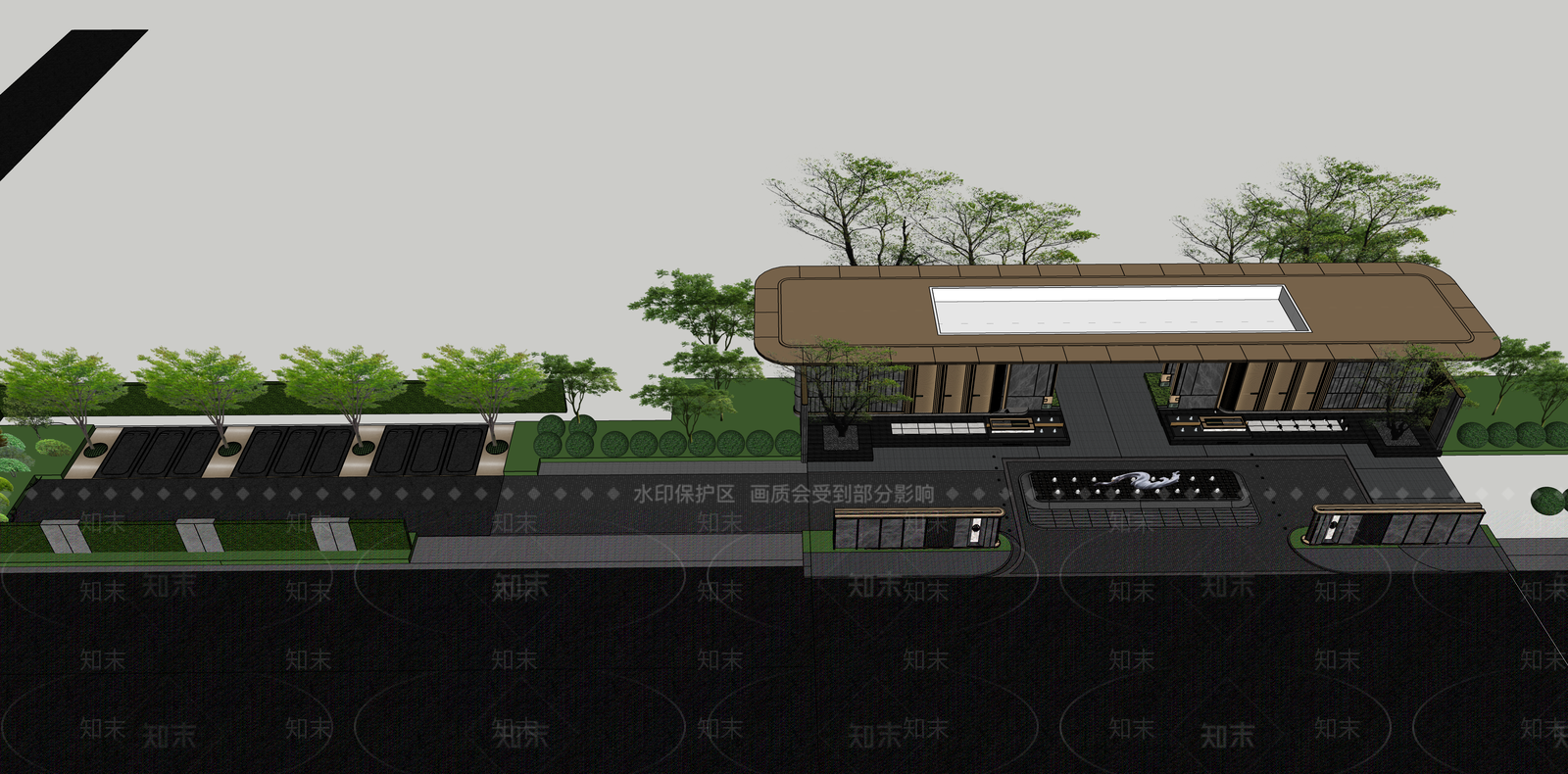 现代新中式小区建筑SU模型下载【ID:1187349118】