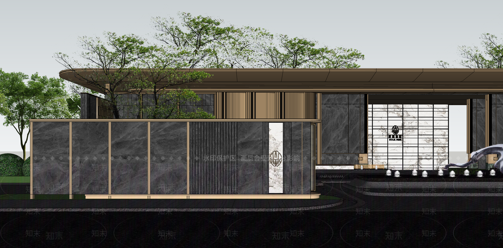现代新中式小区建筑SU模型下载【ID:1187349118】