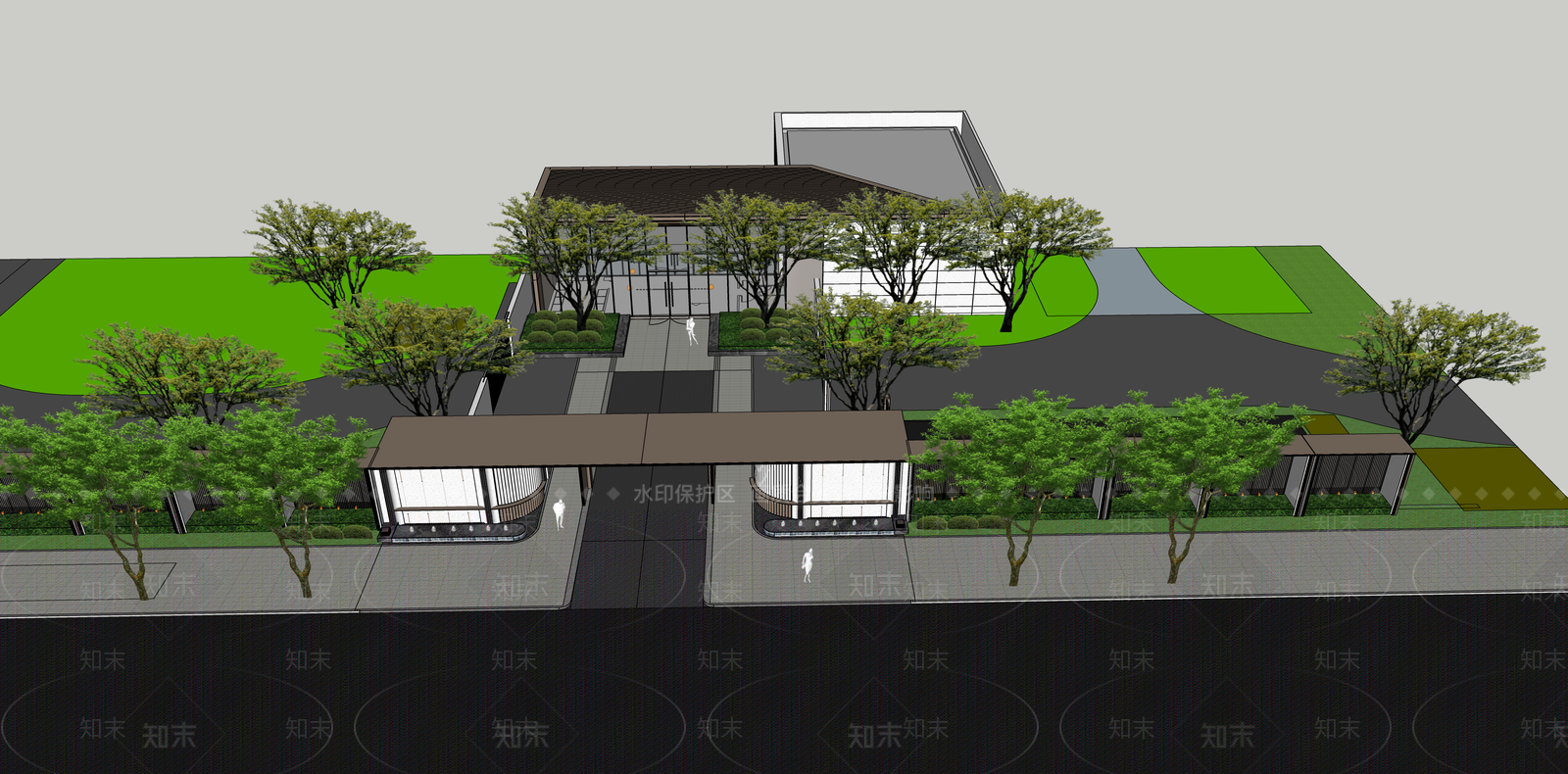 现代简约小区建筑SU模型下载【ID:1187349926】