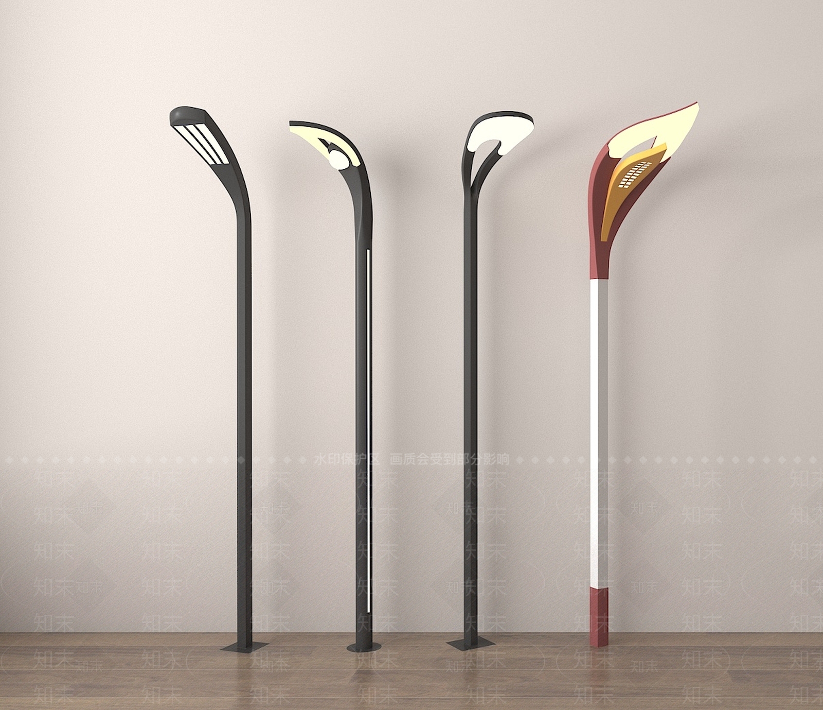 现代路灯SU模型下载【ID:1187350101】