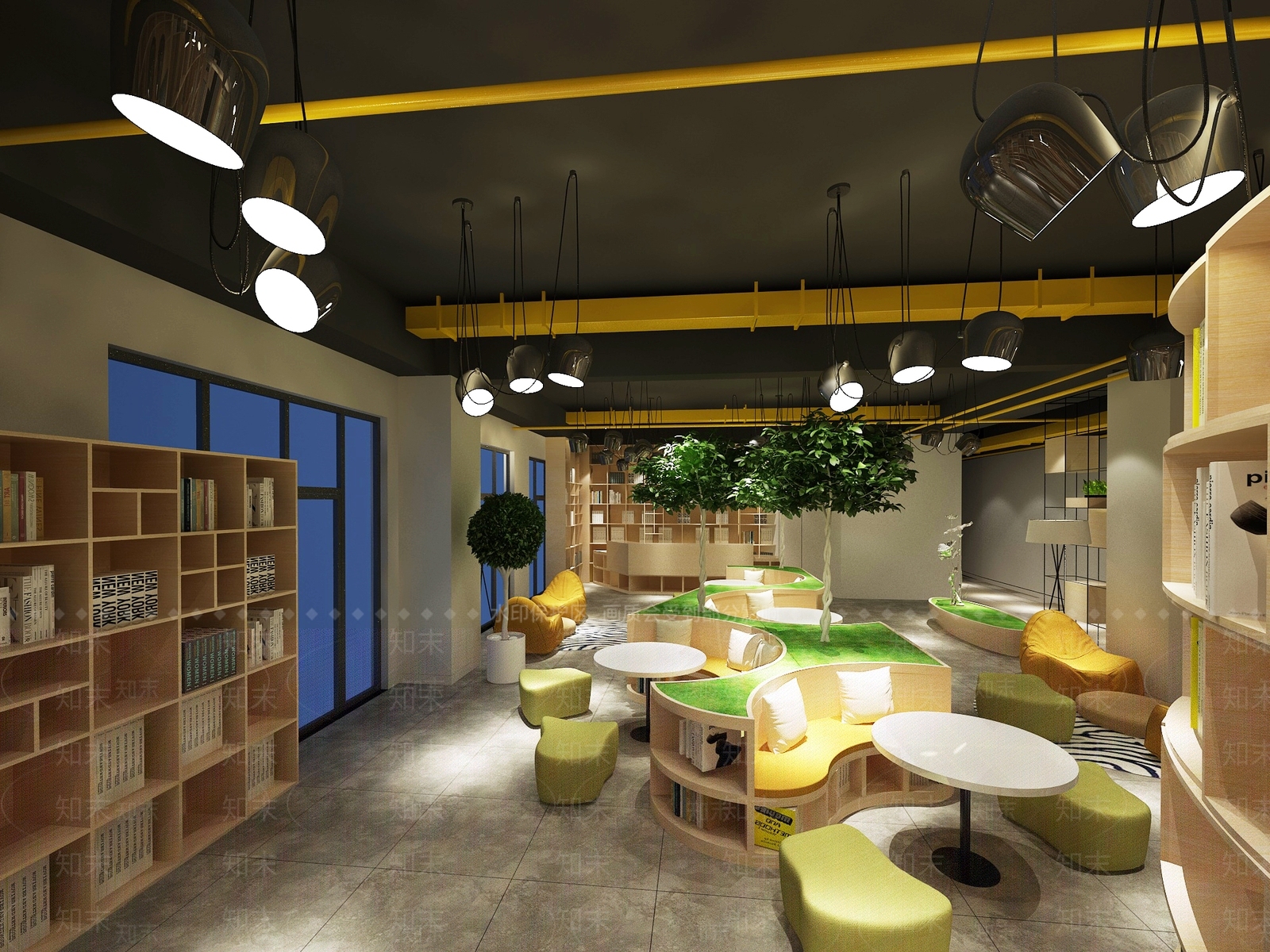 现代中式图书馆3D模型下载【ID:1187352055】
