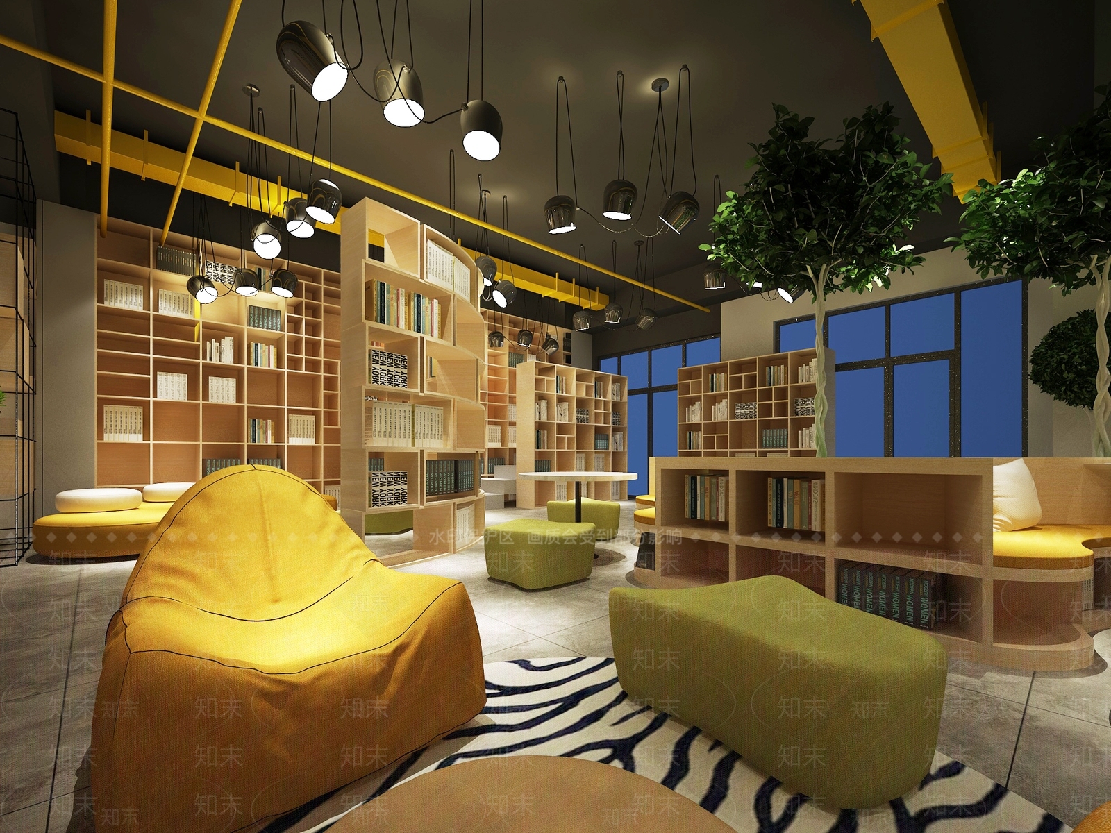 现代中式图书馆3D模型下载【ID:1187352055】
