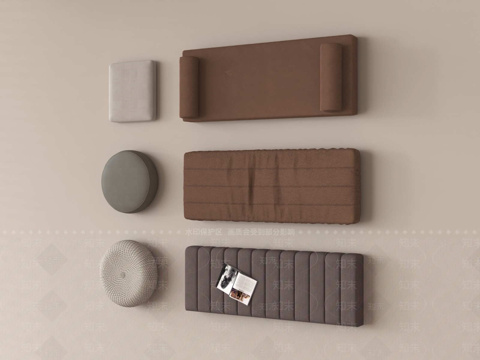 现代床品SU模型下载【ID:1187356136】