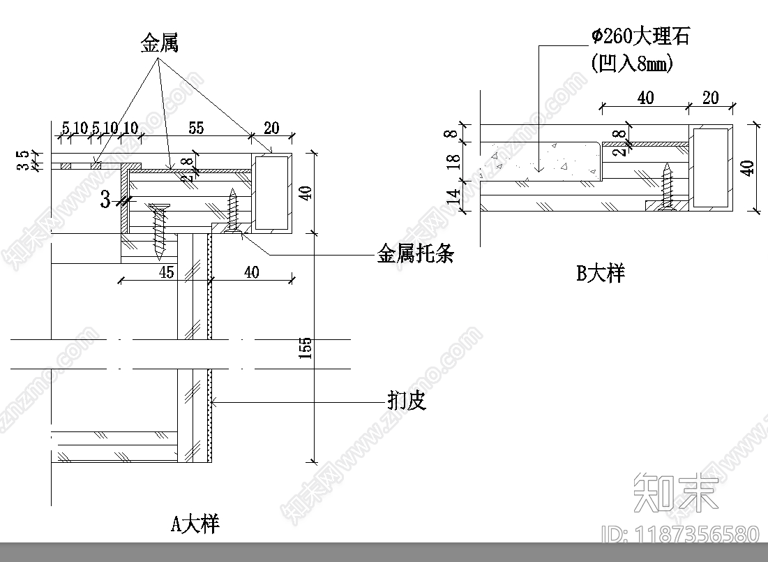 新中式柜子cad施工图下载【ID:1187356580】