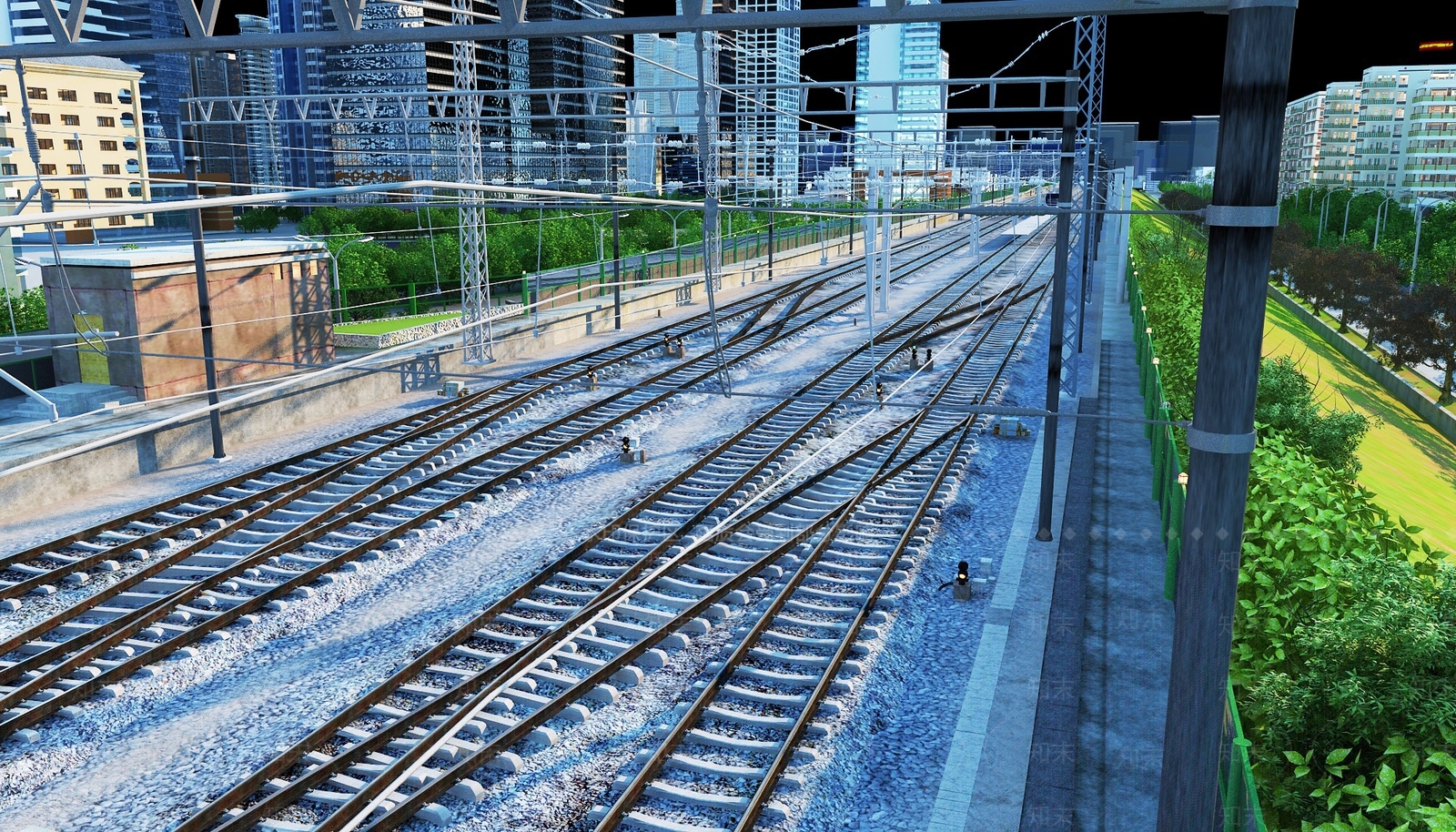 现代火车站SU模型下载【ID:1187360053】