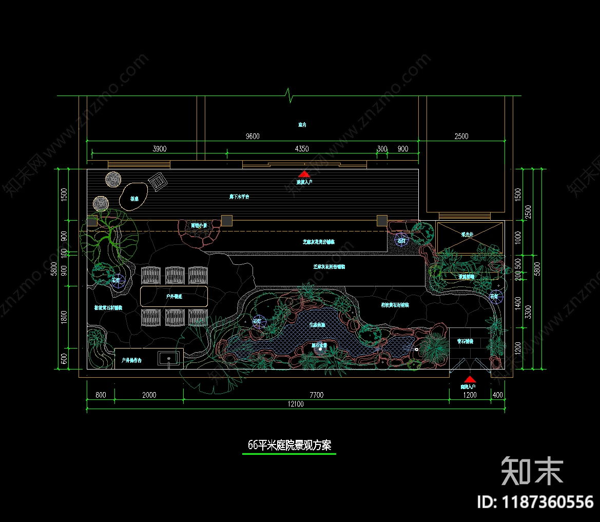 新中式日式庭院cad施工图下载【ID:1187360556】