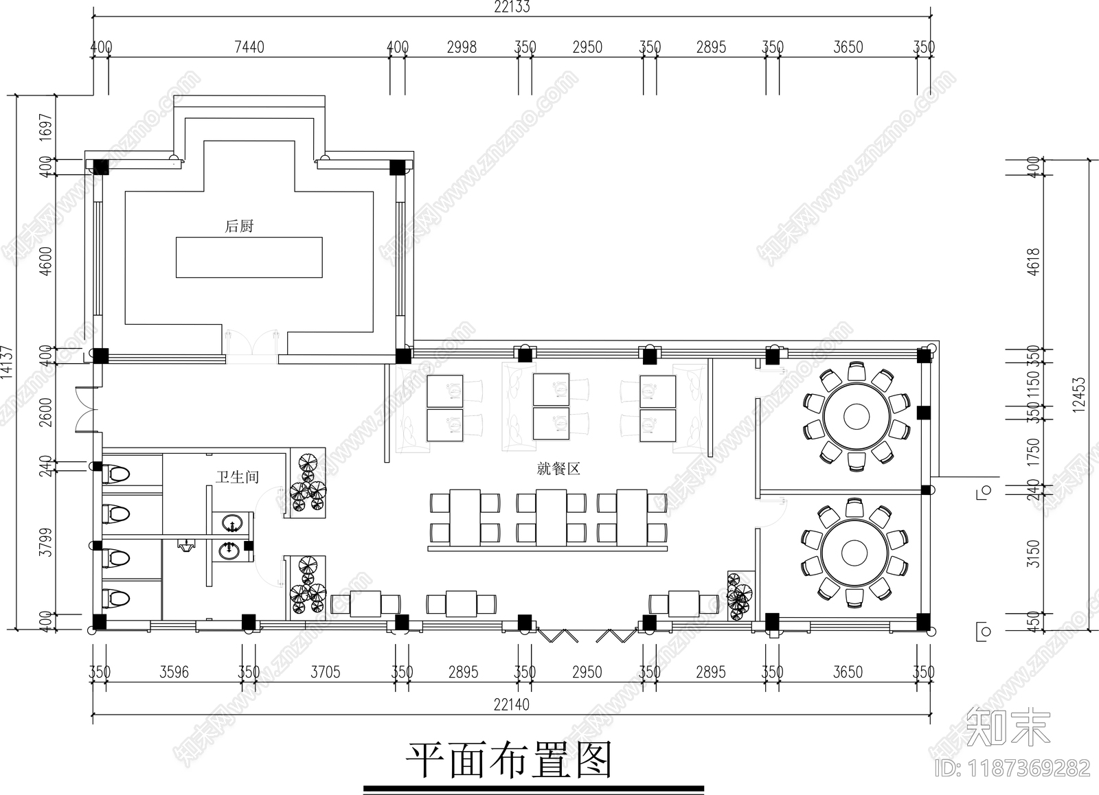 新中式茶餐厅施工图下载【ID:1187369282】