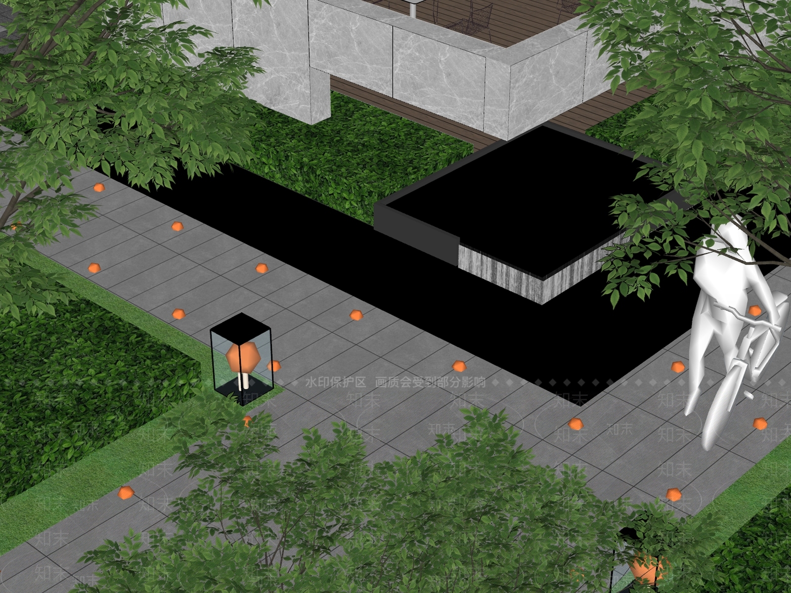 现代小区景观SU模型下载【ID:1187370268】
